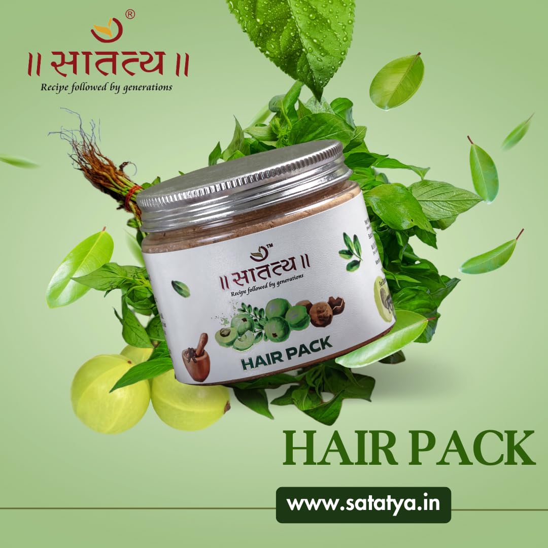 Satatya Ayurvedic Anti-Frizz Hair Mask for Shiny Hair - Paraben-Free 100% Natural Deep Conditioning Treatment with Coconut Oil & Hibiscus - Perfect for Dry, Damaged Hair & Frizz Control at Home or Salon