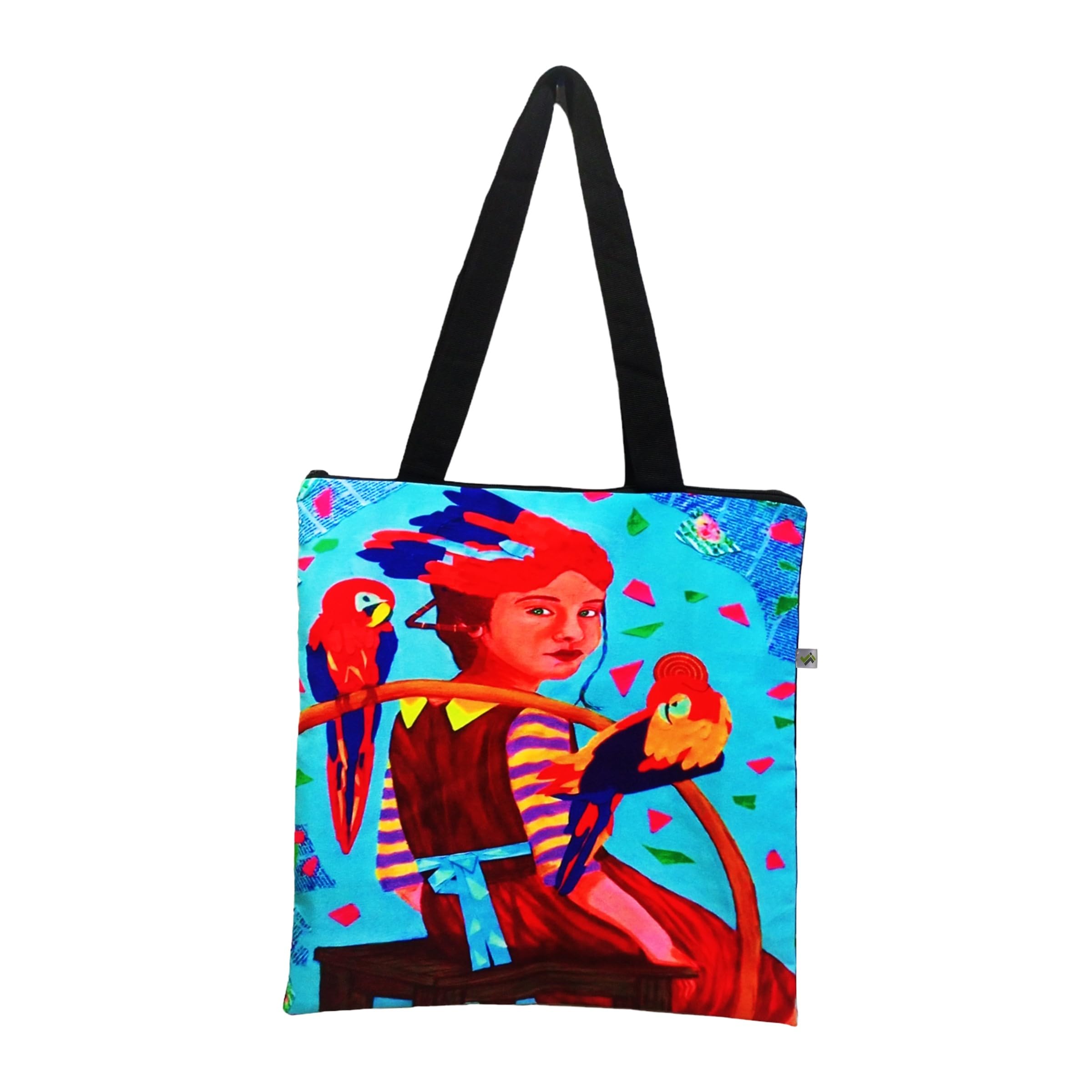 JELLIFY Canvas Printed Tote Bag - Eco-Friendly Reusable Grocery Shopping Bag with 10kg Capacity - Perfect for Groceries, Beach Trips & Daily Use