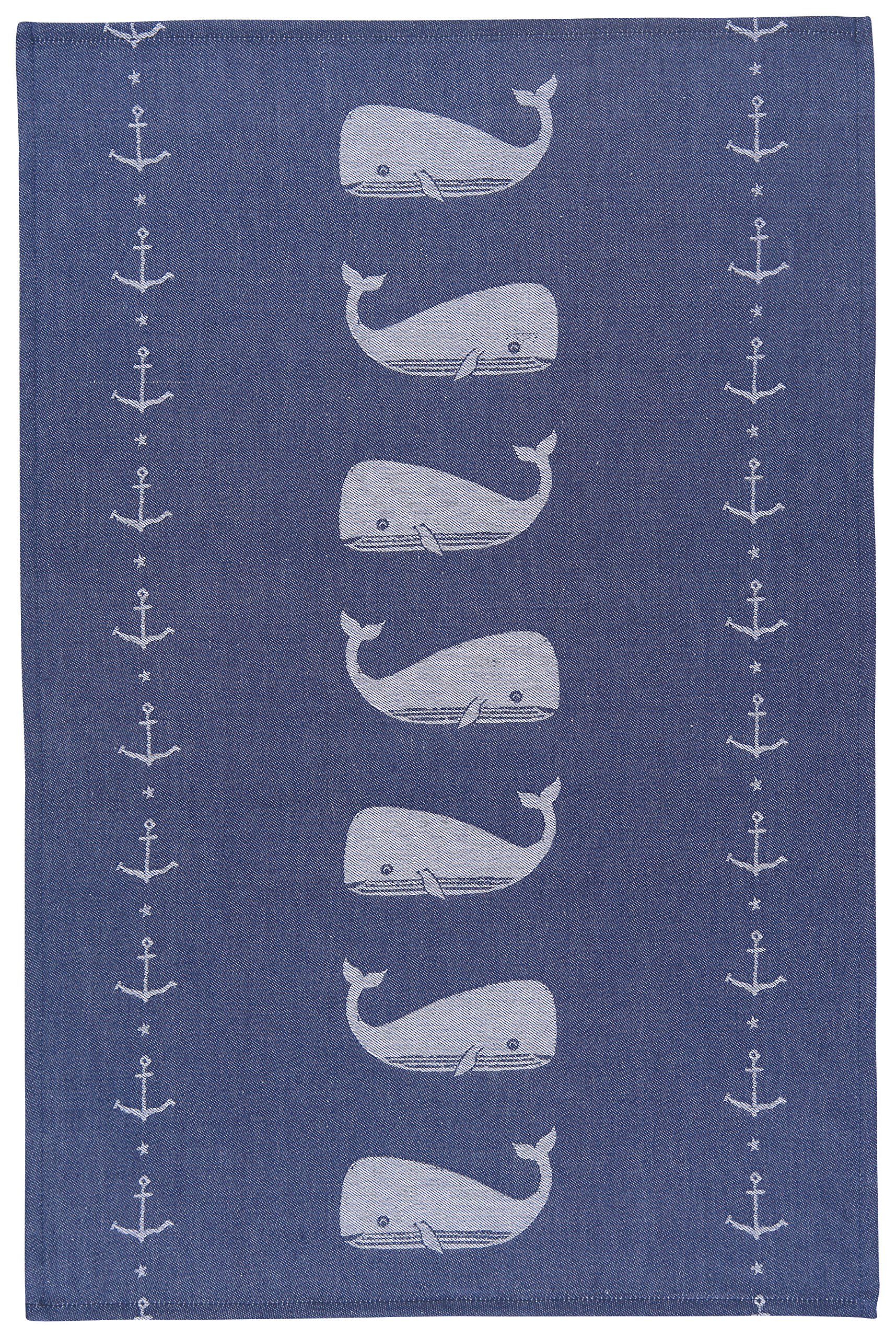 Now Designs Cotton Jacquard Kitchen Towel - Ahoy Matey Nautical Theme | Absorbent & Durable Dish Towels for Cooking, Baking & Cleaning | Perfect for Beach House, Galley or Coastal Decor