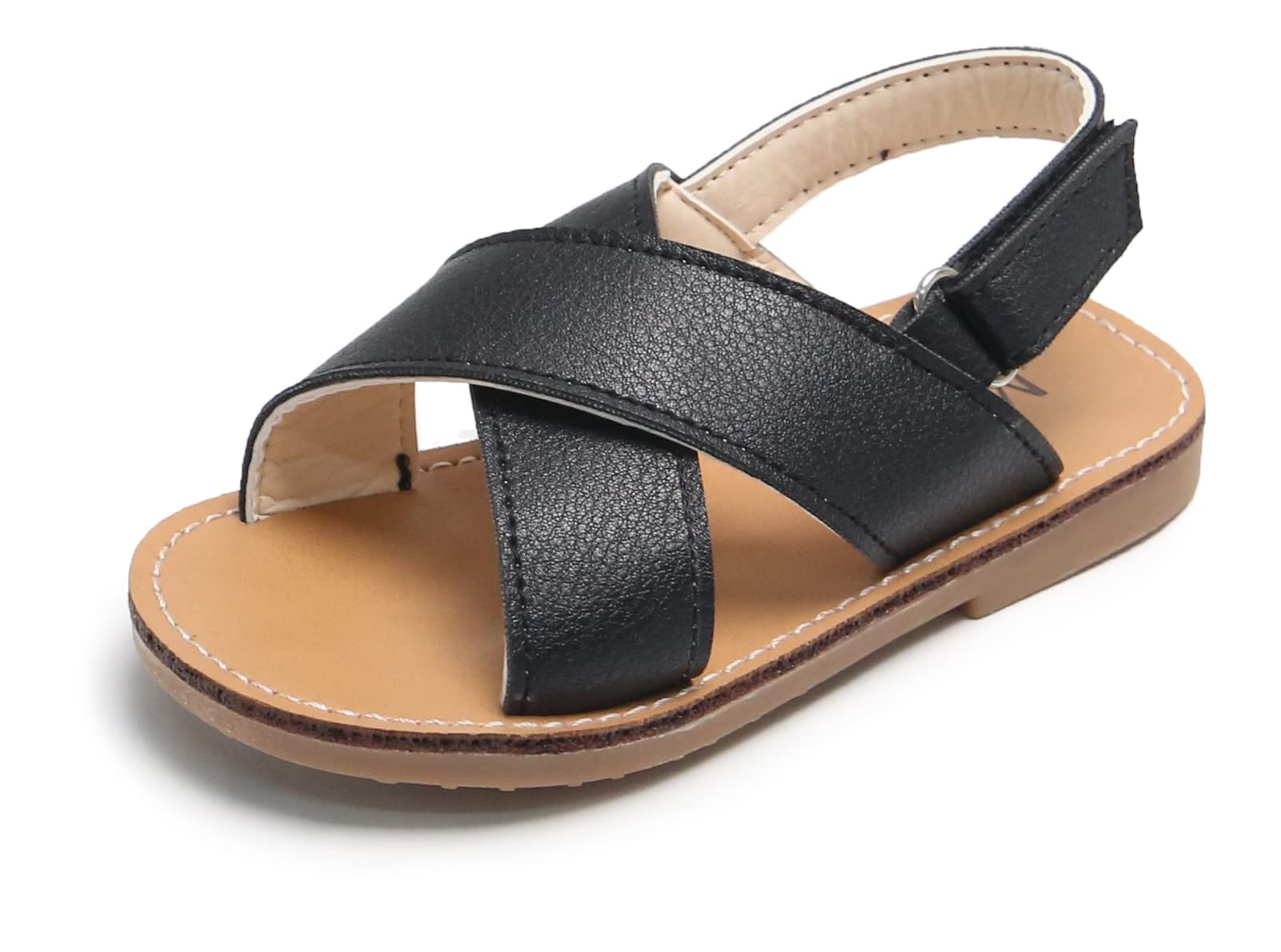 SEAUR Girls Sandals for Toddlers & Kids - Soft PU Leather Summer Sandals for Baby Boys & Girls - Comfortable Flat Sandals for Outdoor Play, Beach, Park & Daily Wear