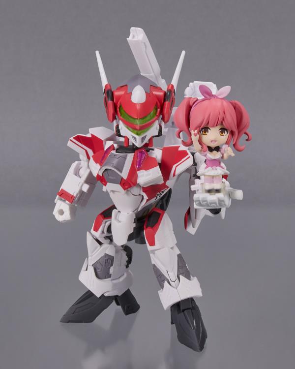 Bandai Tiny Session Macross Frontier VF-31C Siegfried (Mirage Use Version) & Makina Nakajima Action Figure Set - Collectible Anime Model Kit for Display & Gifts