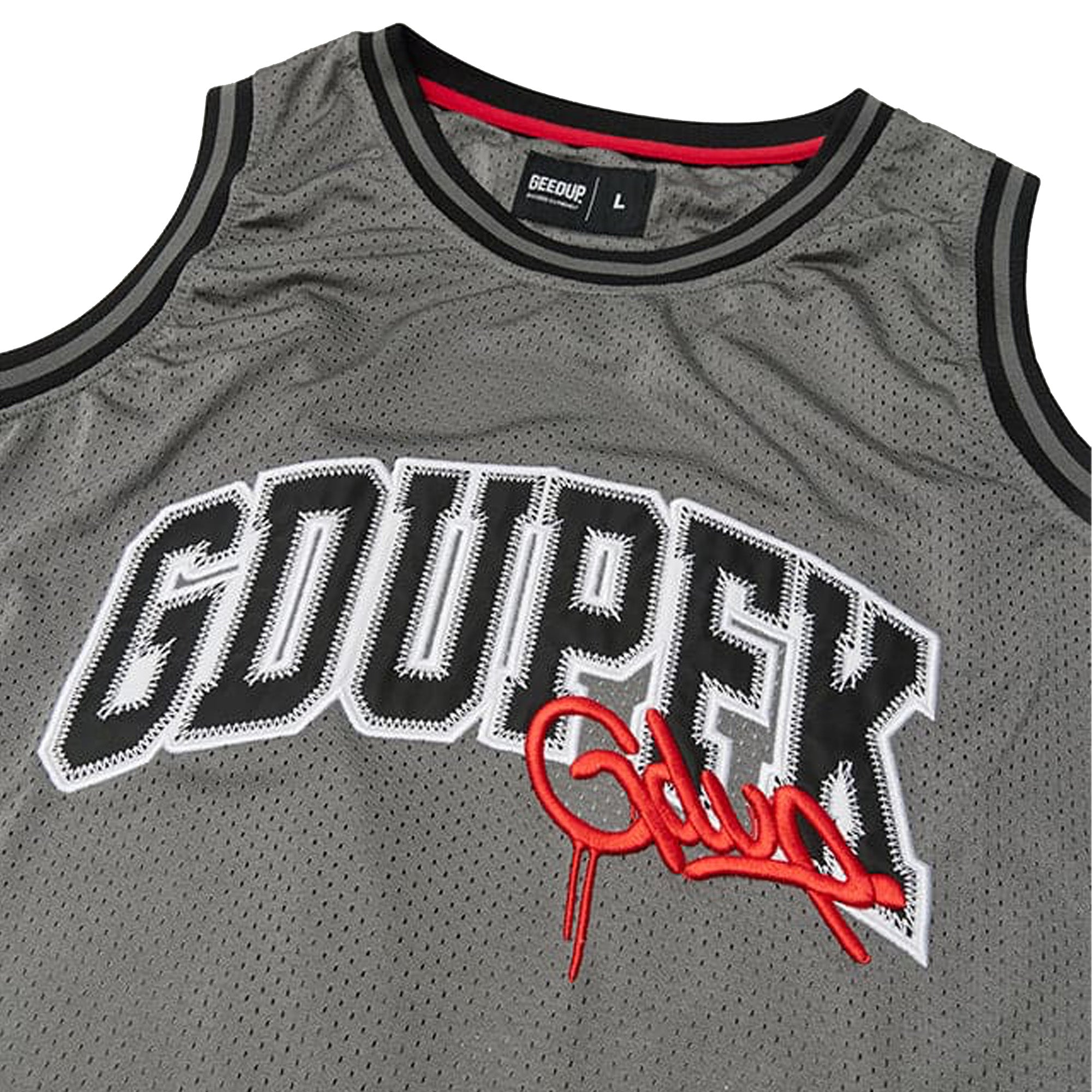 Geedup GDUPFK Basketball Jersey - Grey & Red (2025) | Men's Sports Jersey for Basketball Games, Training & Streetwear Fashion