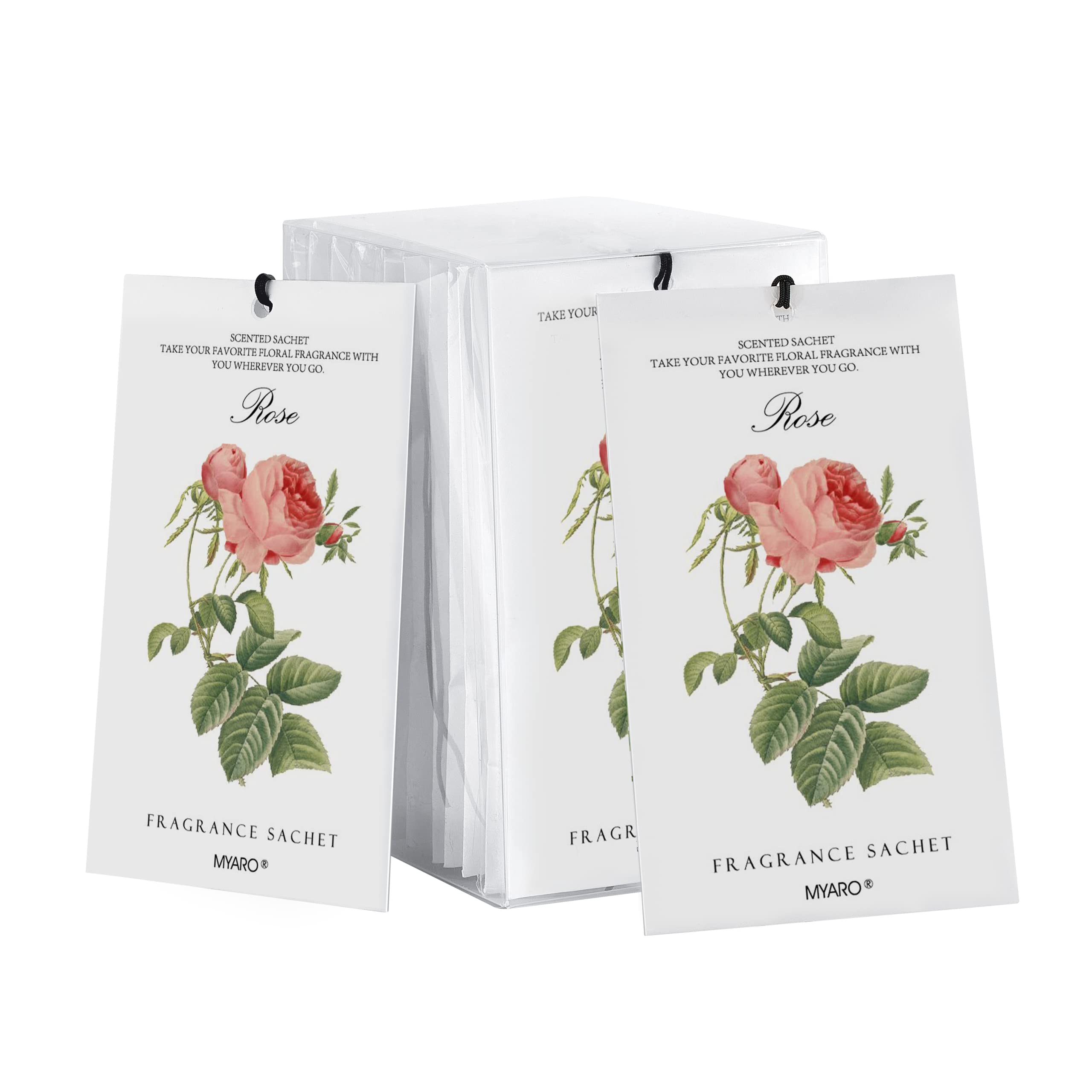 MYARO 12-Pack Rose Scented Sachets for Drawers & Closets | Long-Lasting Fragrance Bags, Natural Deodorizer & Air Freshener | Home & Linen Fragrance for Romantic Gifts, Wedding Favors & Bedroom Decor