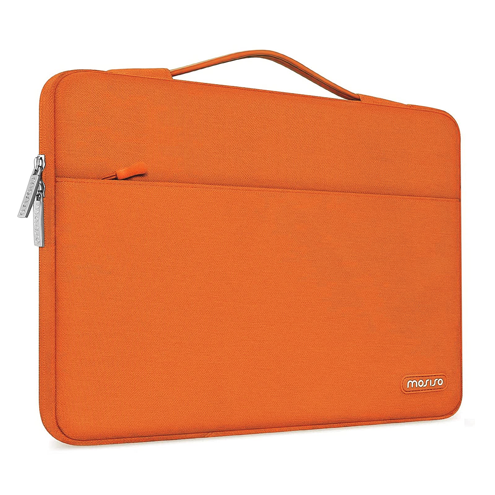 MOSISO 360 Protective Laptop Sleeve for MacBook Air 13/Pro 13-14 inch (2021-2022 M1 A2442) - Durable Polyester Case with Trolley Belt & Shockproof Design - Perfect for Travel, Office & School (Orange)