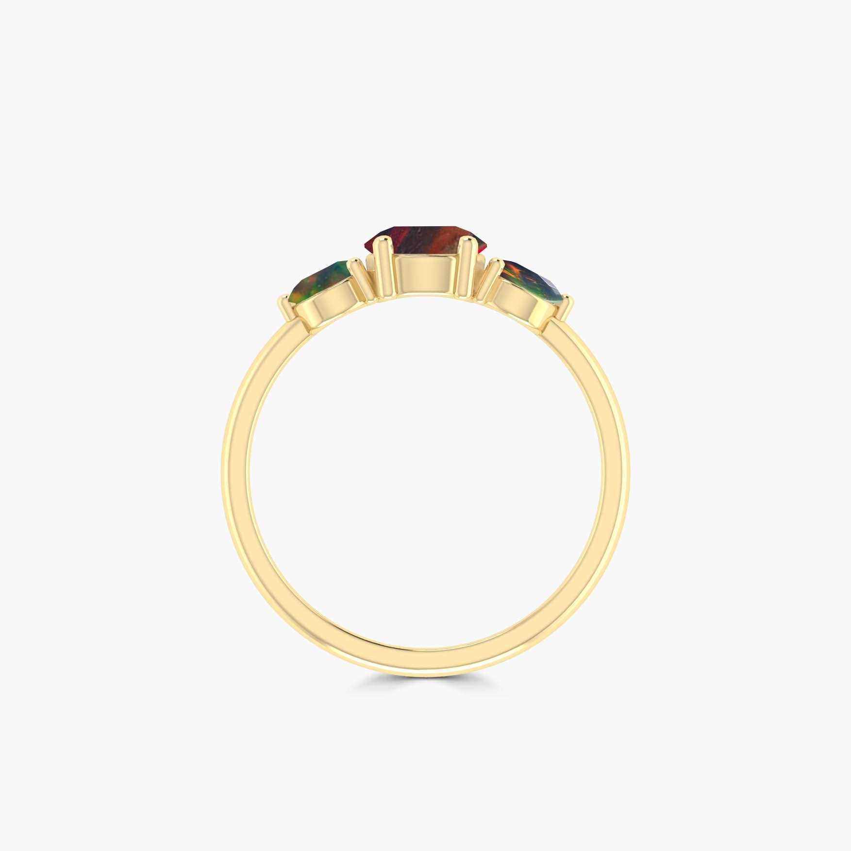 Elegant 3 Round Black Fire Opal Ring for Women - Perfect for Evening Parties, Date Nights & Special Occasions