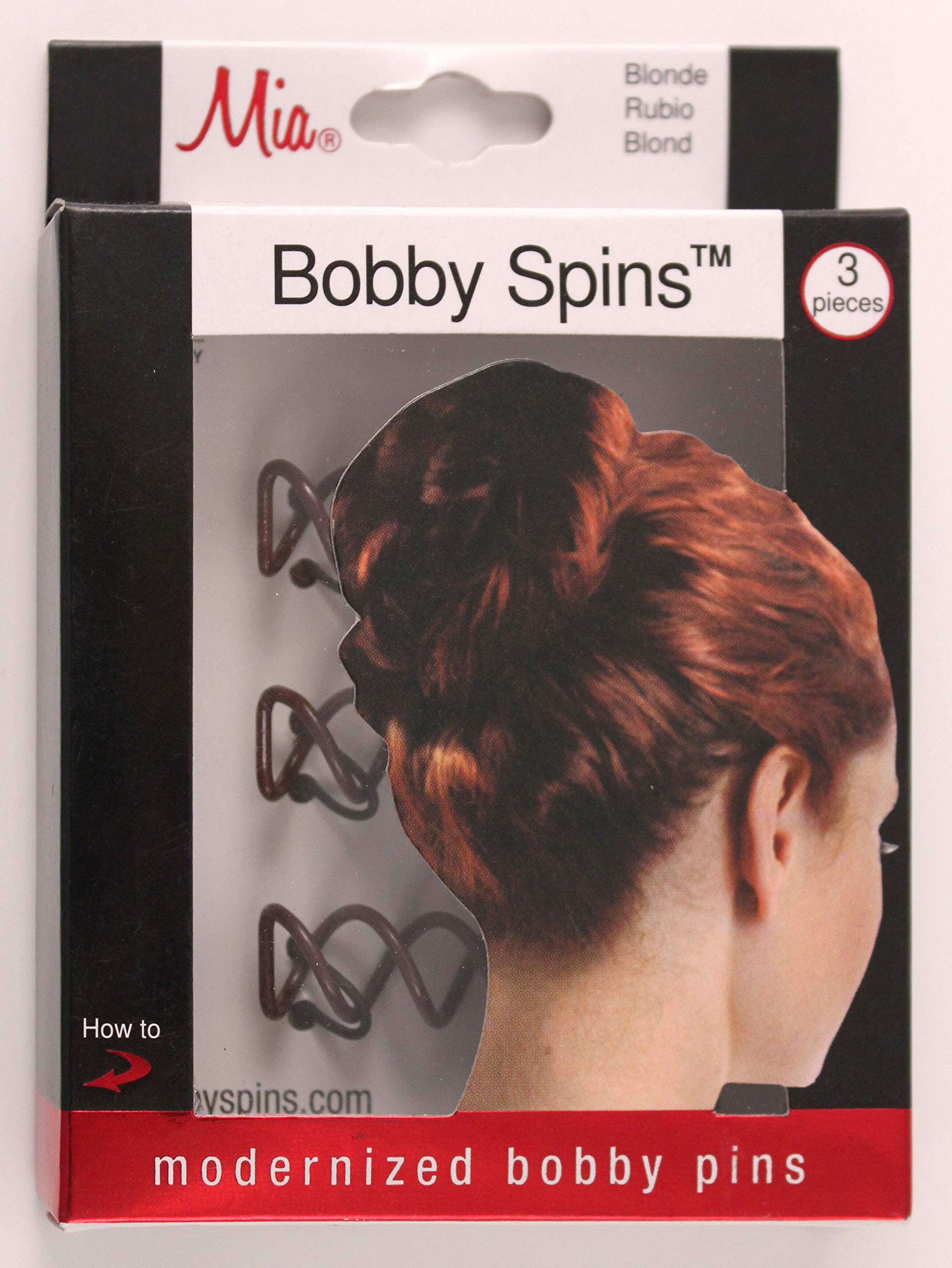 Modern Bobby Pins for Women & Girls - Mia Bobby Spins Hair Pins (3-Pack, Brown) | Twist & Spin Design for Thick & Long Hair | Perfect for Updos, Braids & Everyday Hairstyles