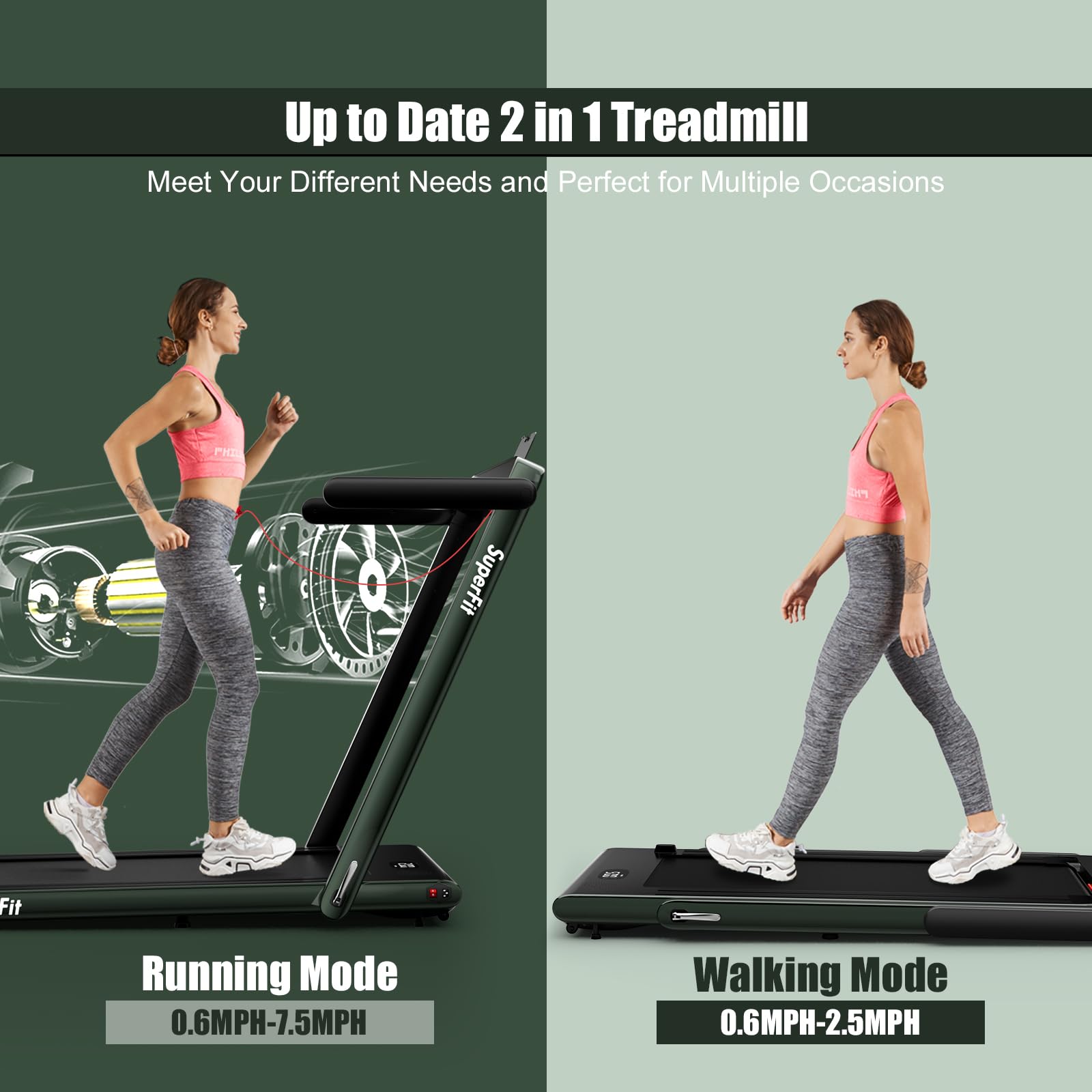 Goplus 1100W Folding Treadmill - Electric Motorized Running Machine for Home Gym Fitness Workout | Compact Space-Saving Design for Small Apartments & Cardio Training