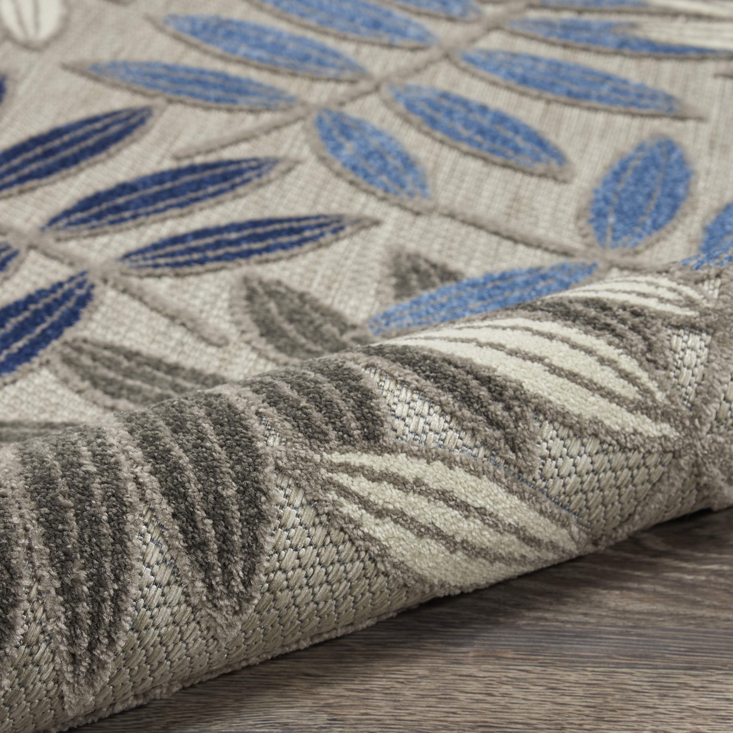 Nourison Aloha Indoor/Outdoor 7' x 10' Area Rug - Soft Grey & Blue Design, Easy to Clean, Non-Shedding, Stain Resistant - Perfect for Bedroom, Living Room, Dining Room, Backyard, Deck & Patio (7x10)