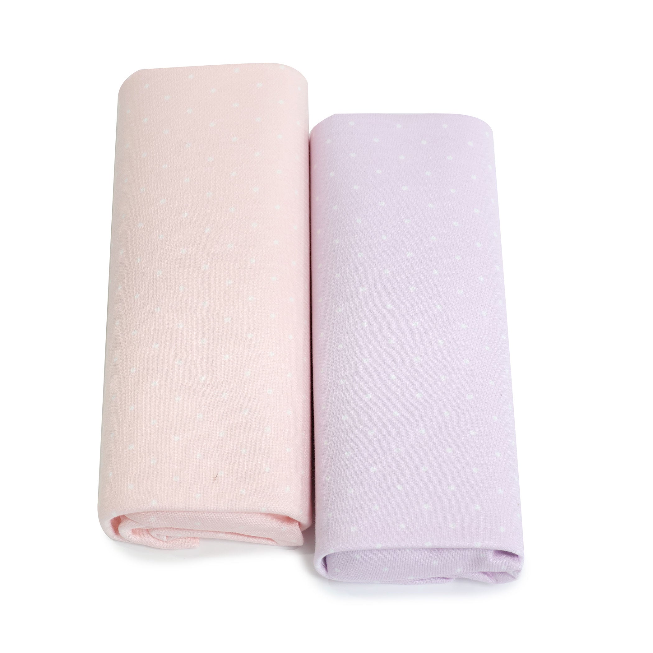 2-Pack Jersey Cotton Fitted Sheets - Soft Pink & Lilac Confetti Print - Perfect for Kids' Rooms, Dorms & Guest Beds