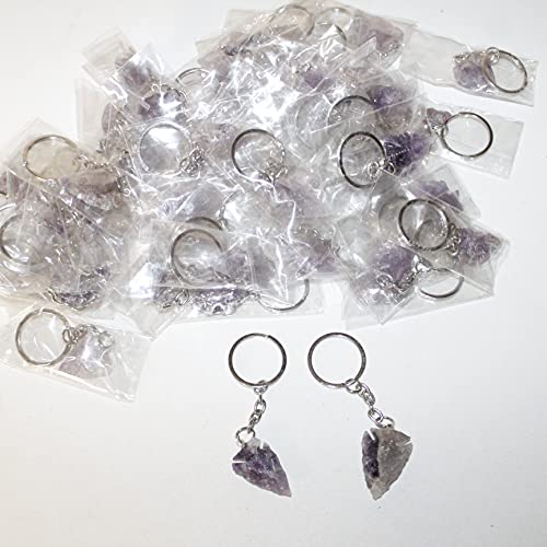 50 Pack Amethyst Arrowhead Key Rings - Bulk Keychain Tassel Bag Tags for Gifts, Home & Office Organization (Style #6418) | Perfect for Key Management, Luggage ID & Decorative Purposes