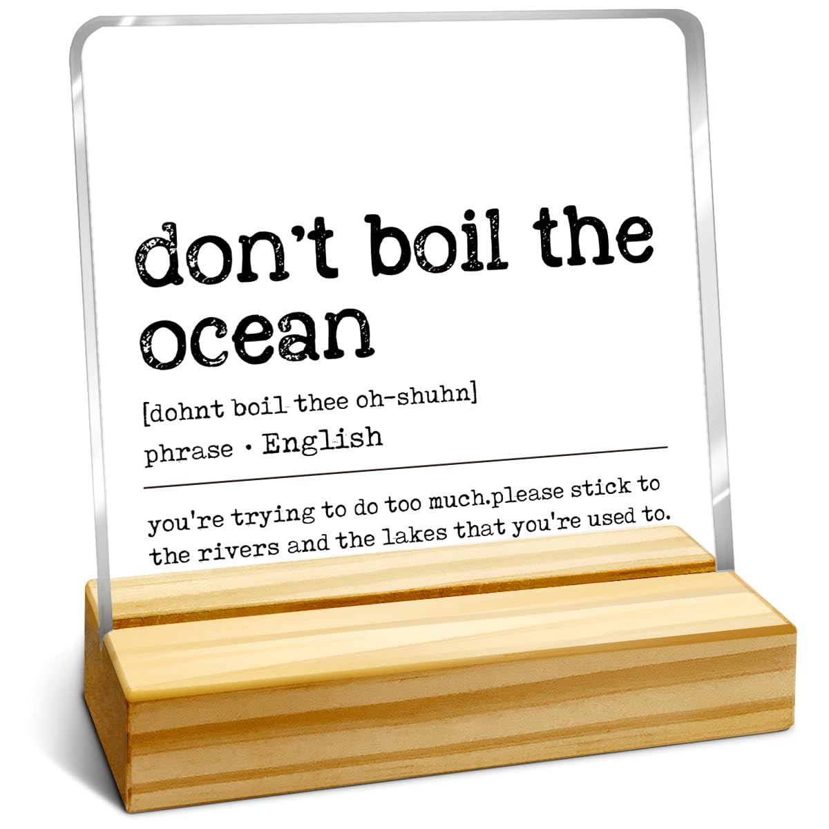 Funny Acrylic Desk Decor with Wooden Stand - Humorous Office Sign for Work, Desk Plaque & Shelf Decor | Perfect for Office, Home Workspace & Gifts