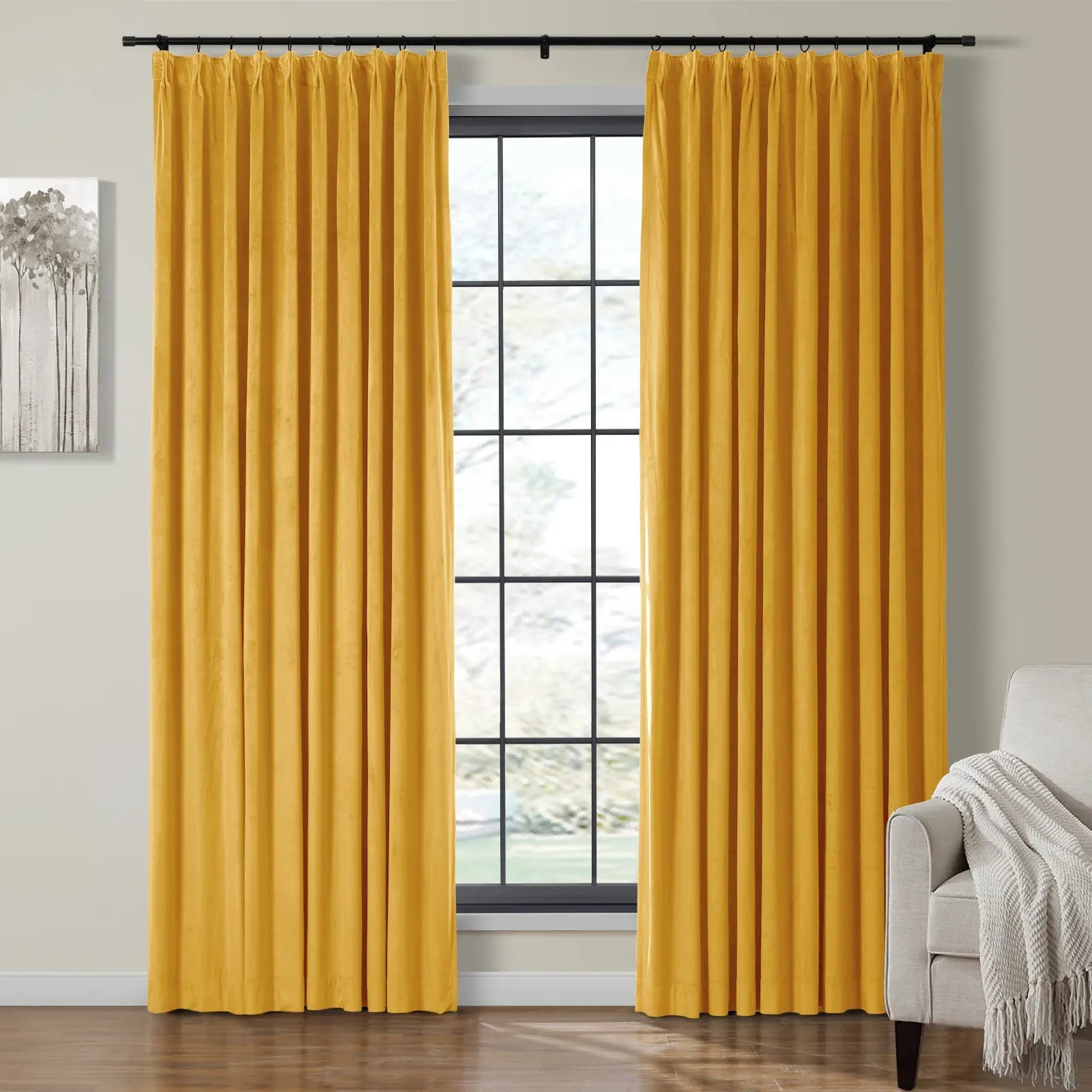 Birkin Velvet Curtain Pleated - Luxurious Blackout Drapes for Living Room & Bedroom - Elegant Window Treatment for Home Decor