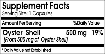 Oyster Shell 500mg Calcium Supplement - 200 Vegan Capsules | Natural Calcium Source for Bone Health | Supports Strong Bones & Teeth | Perfect for Adults & Seniors