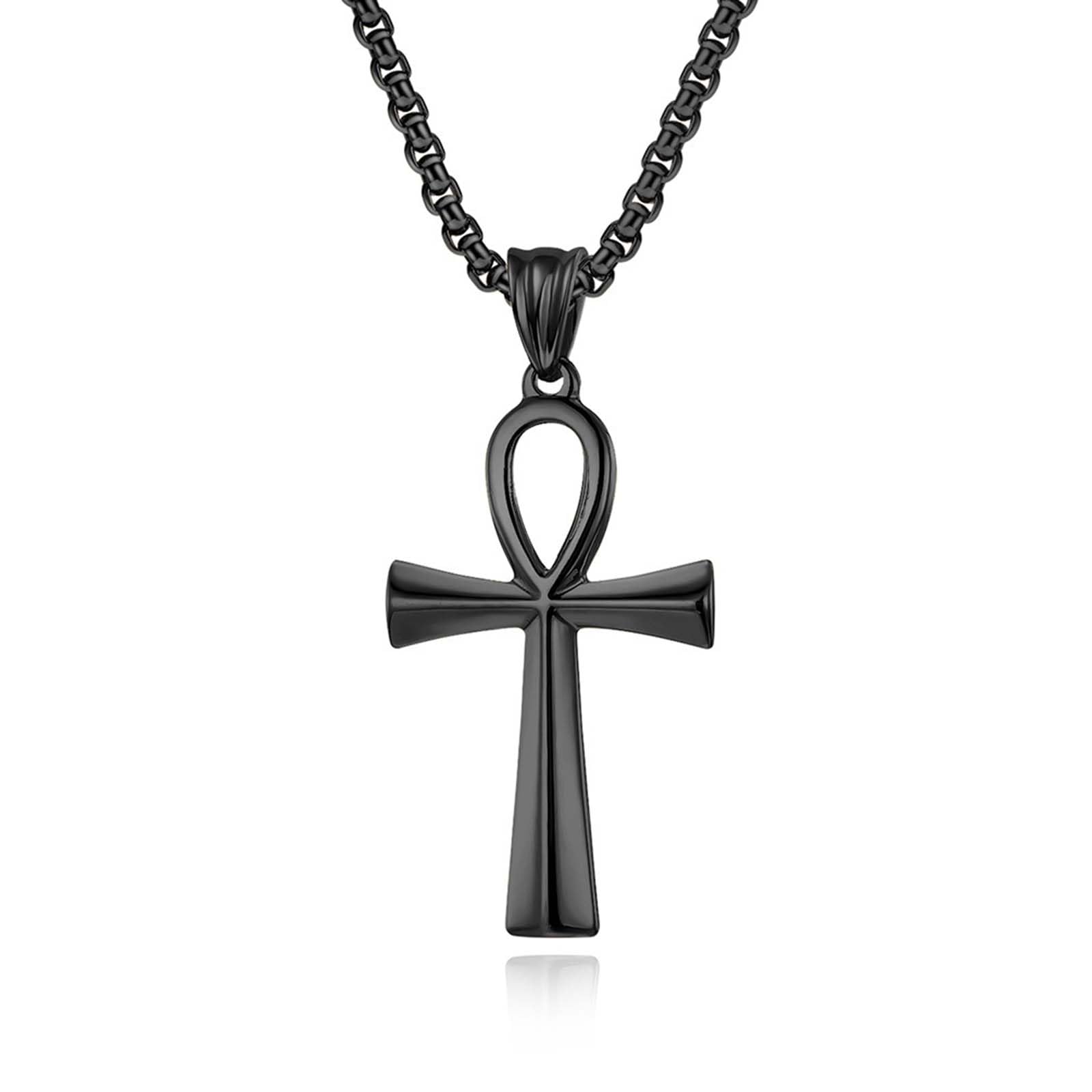 Stainless Steel Ankh Cross Pendant Necklace for Men & Women - Egyptian Symbol Jewelry for Everyday Wear, Gifts & Spiritual Protection