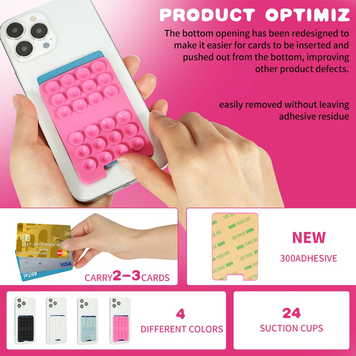 Suction Cup Phone Card Holder - Hands-Free Grip for iPhone & Android - Secure Mount for Selfies & Videos - Ideal for Travel, Shopping & Outdoor Activities (White)