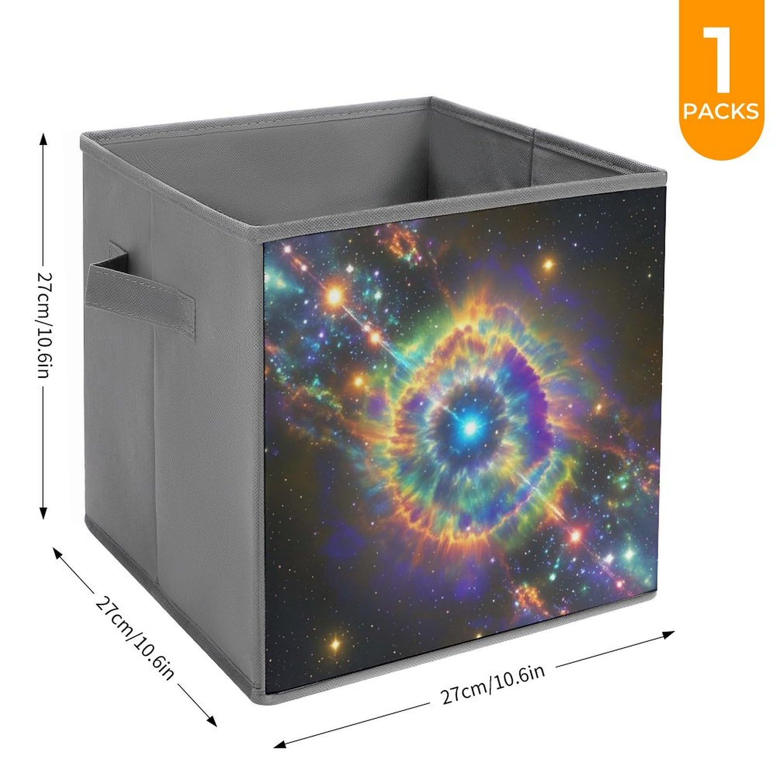 Foldable Storage Bins with Handles - Large Capacity Galaxy Printed Organizer for Home Office Playroom