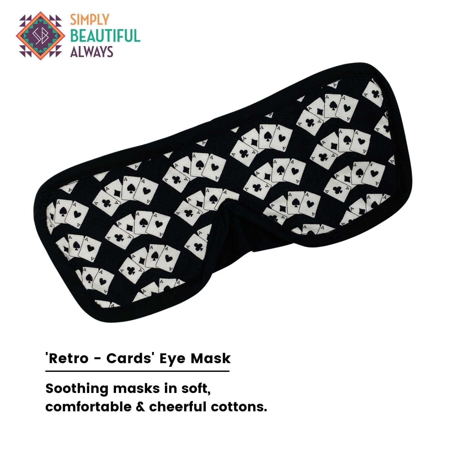 Simply Beautiful Always Retro - Black & White Printed Eye Mask for Sleep & Relaxation - Vintage Style Sleep Mask for Travel, Meditation & Spa