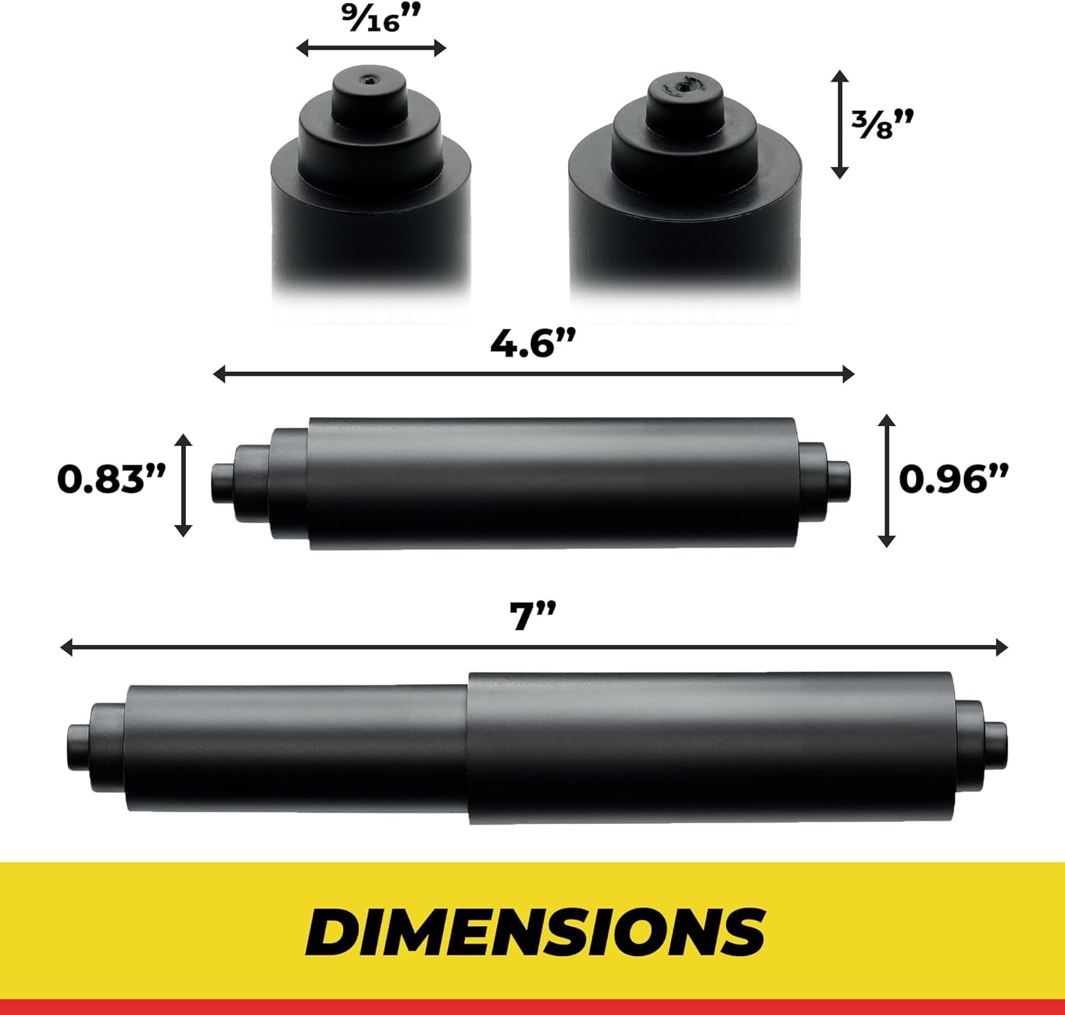 Qualihome Universal Plastic Spring Loaded Toilet Paper Holder Replacement Rod - 1 Pack, Black - Durable Bathroom Accessory for Home, RV & Office Use