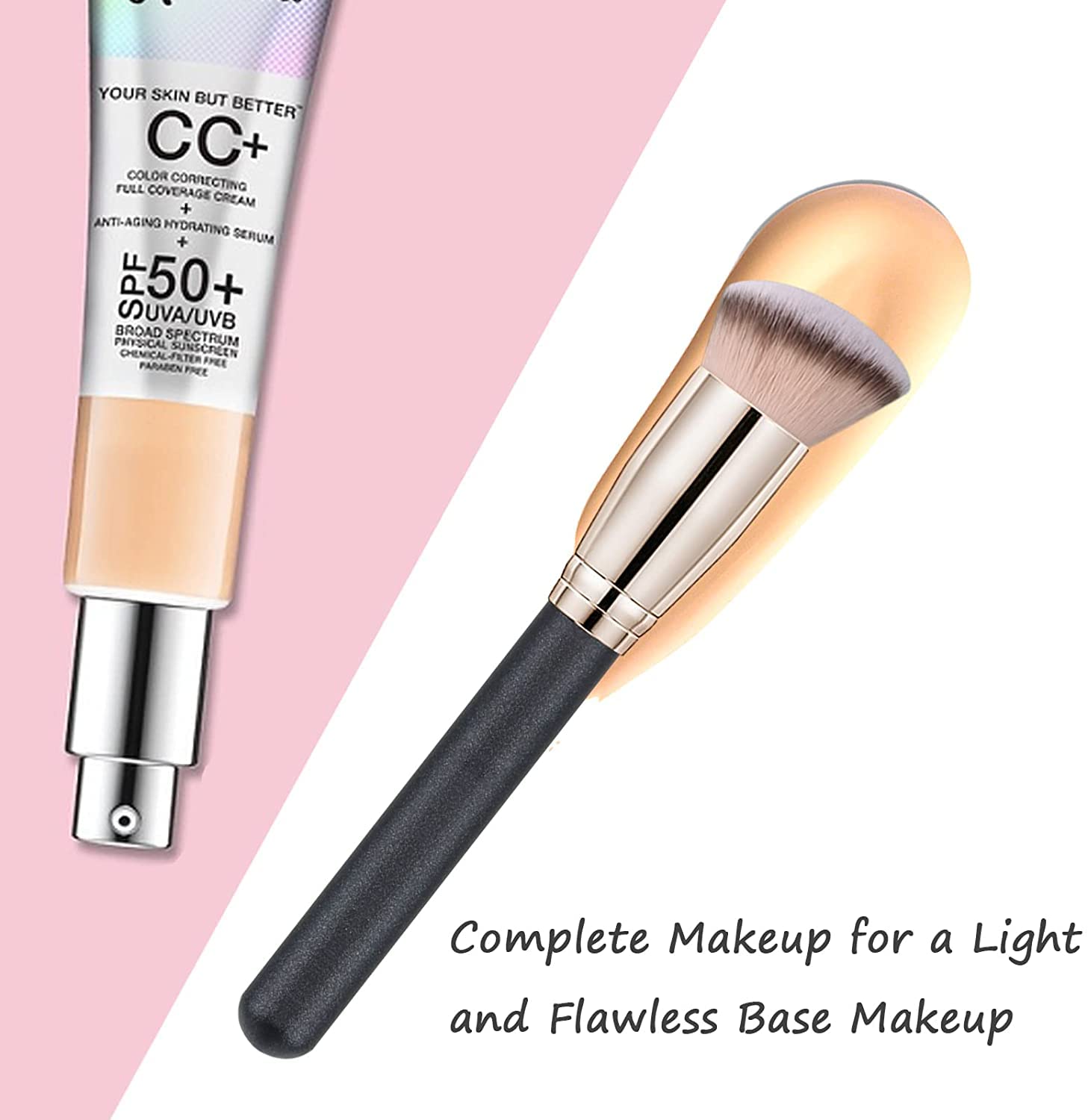 Famecia Angled Kabuki Brush - Liquid & Powder Foundation for Flawless Makeup