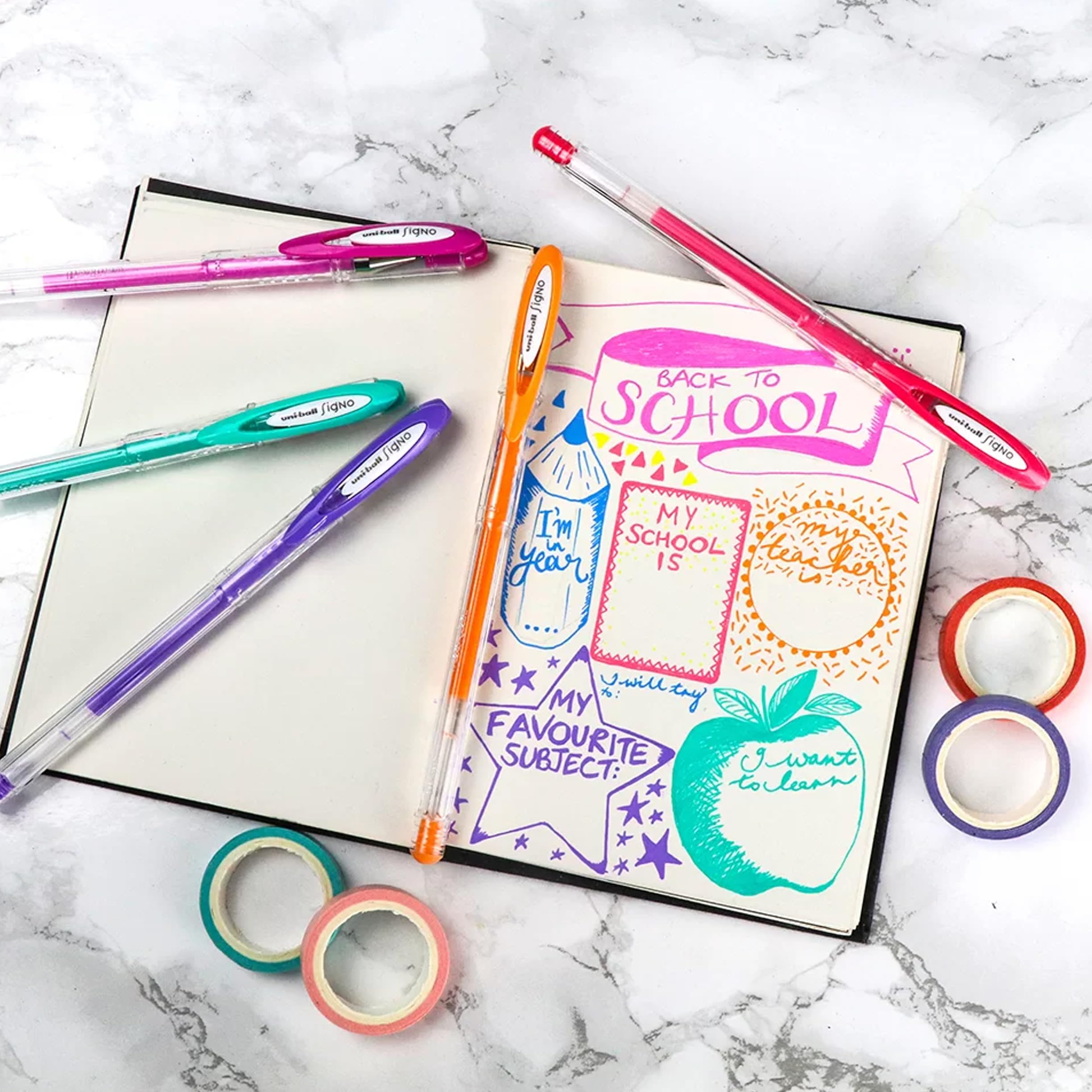 Uni-Ball Signo Angelic UM-120AC White Gel Pen Set - 0.7mm Fine Point, 3-Pack for Scrapbooking, Art Journaling & Dark Paper Crafting