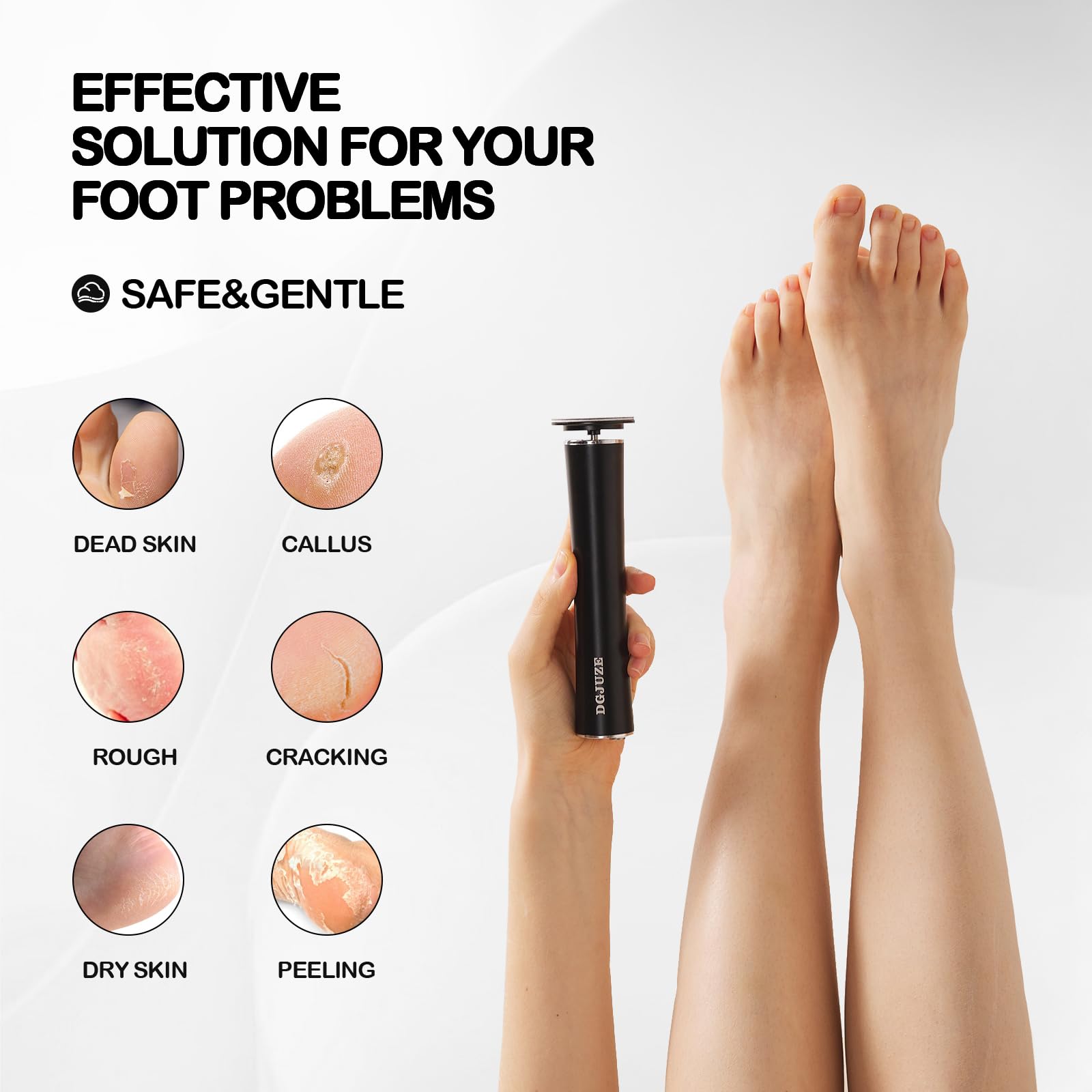 Rechargeable Electric Foot File Callus Remover - Professional Metal Pedicure Tool for Dead Skin Removal, Heel Grinder & Scraper with 60 Replacement Sandpaper Discs (Black) - Perfect for At-Home Pedicures, Soft Feet Care & Salon Quality Results