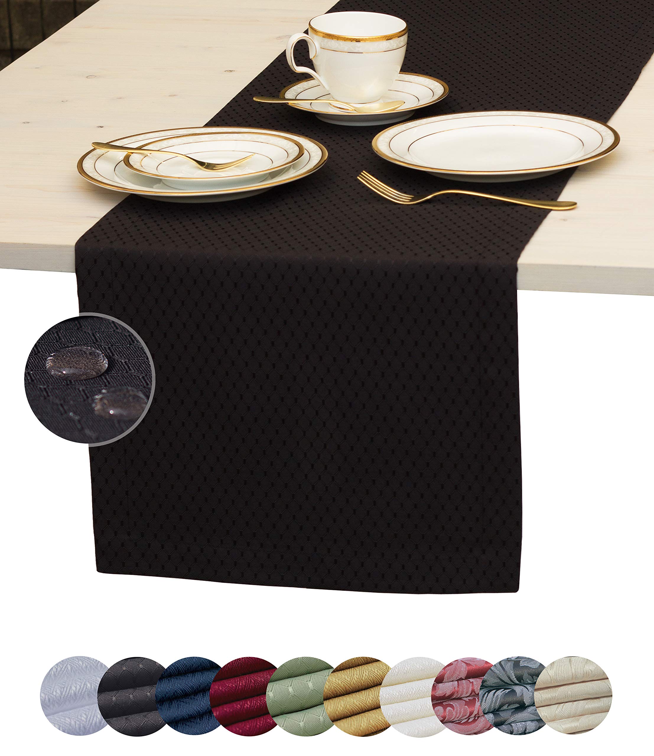 Elegant Black Table Runner 36 Inch - Waterproof Dresser Scarf for Dining Table, Coffee Table, and Outdoor Use - Perfect for Weddings, Parties, Thanksgiving, Halloween & Christmas Decorations - Ideal for Home, Restaurant, and Event Decor
