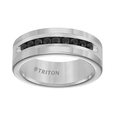 Black Diamond Inlay Band Ring for Men - Elegant Wedding, Engagement & Fashion Jewelry - Perfect for Gifts, Anniversaries & Special Occasions