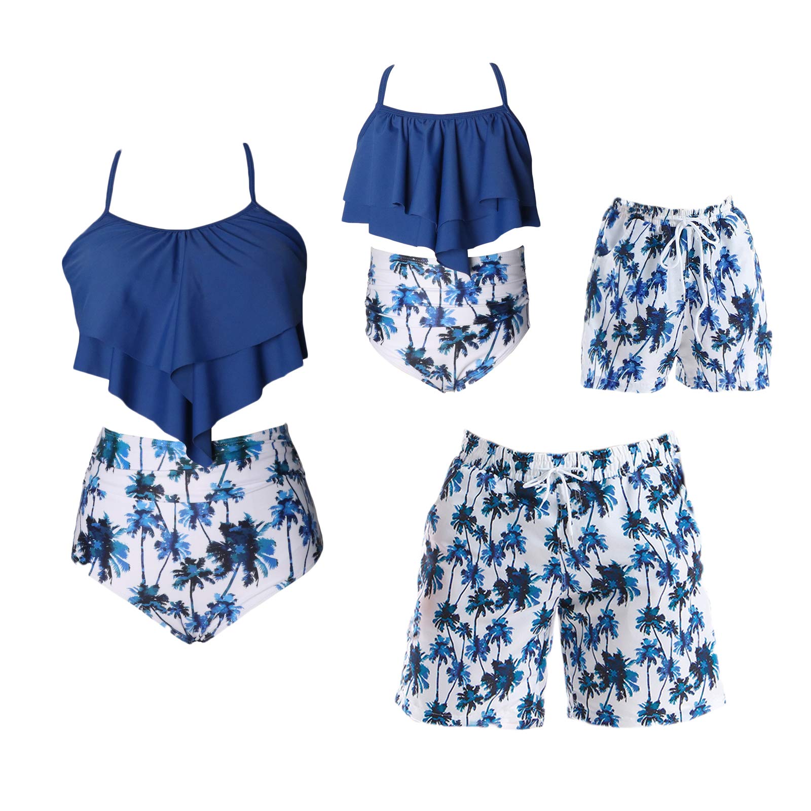 Matching Family Swimsuits Set - Summer Beach Palm Print Bathing Suits for Women, Men & Kids | Pool Party, Vacation, Tropical Getaway