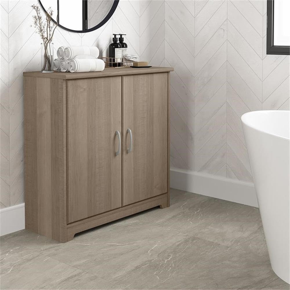 Bush Furniture Cabot Small Bathroom Storage Cabinet with Doors - Ash Gray | Space-Saving Bathroom Organizer for Towels, Toiletries & Cleaning Supplies | Perfect for Small Bathrooms, Powder Rooms & Apartment Living