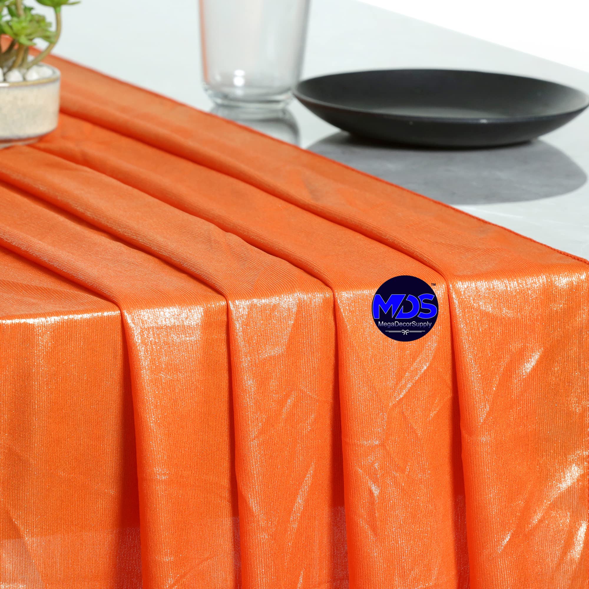 15-Pack Orange Foil Print Wedding Table Runner 20x120 Inch - Elegant Banquet Decor for 10ft Tables | Perfect for Wedding Receptions, Bridal Showers & Anniversary Celebrations