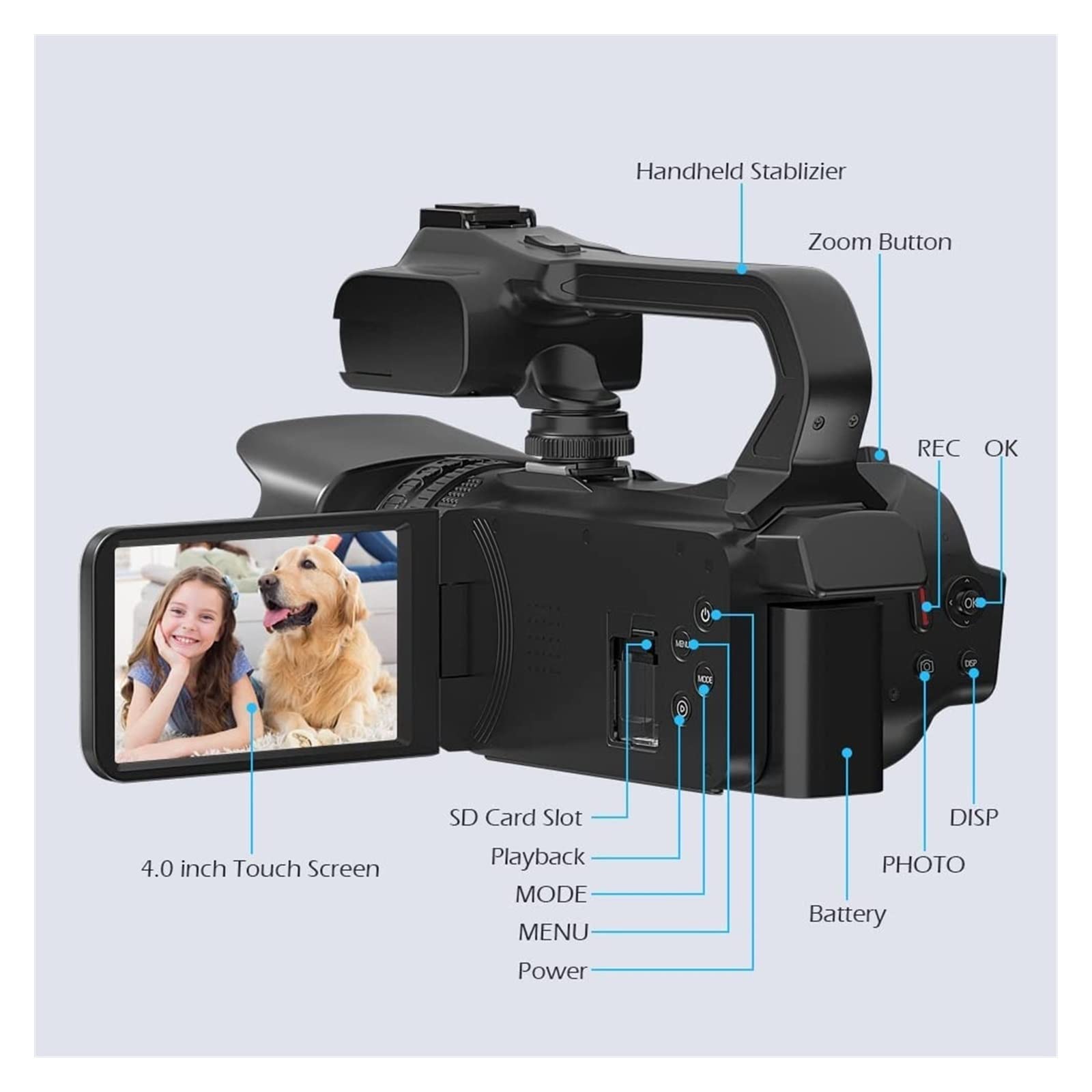 4K UHD Vlog Camcorder with Rotating Touch Screen - Perfect for Livestreaming & YouTube Videos
