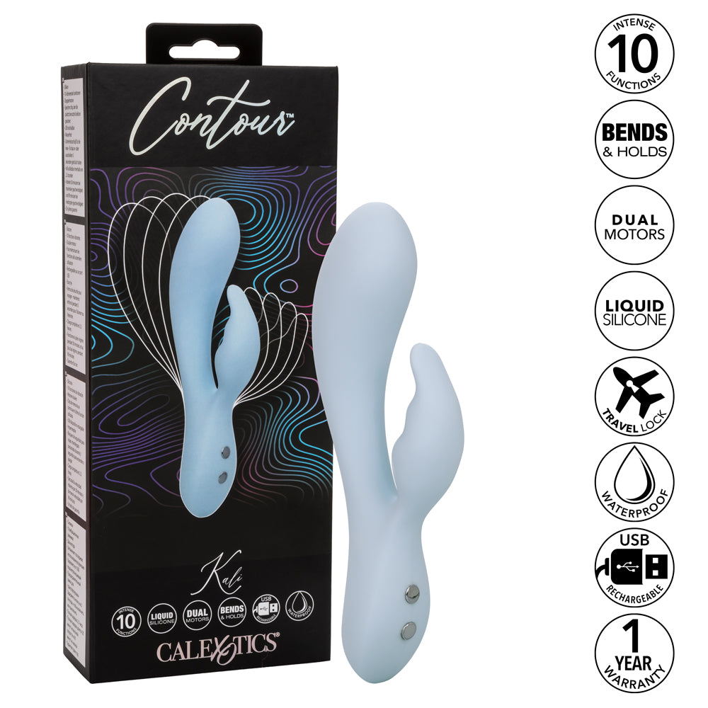 Premium Contour Kali Liquid Silicone Rabbit Vibrator - Dual Stimulation for Women, G-Spot & Clitoral Pleasure - Waterproof, Rechargeable Adult Toy for Couples & Solo Play