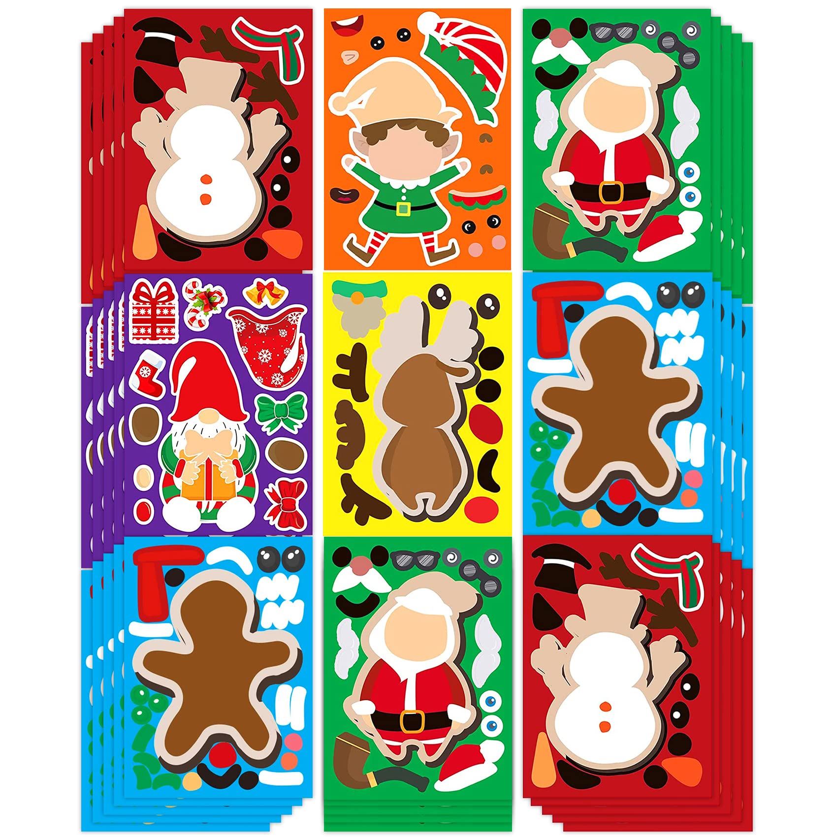 Funnlot 30 PCS Christmas Stickers for Kids - Snowman, Santa, Gingerbread & Reindeer Stickers - DIY Xmas Crafts, Party Games & Classroom Gifts (Perfect for Holiday Decorations, Scrapbooking & Gift Wrapping)