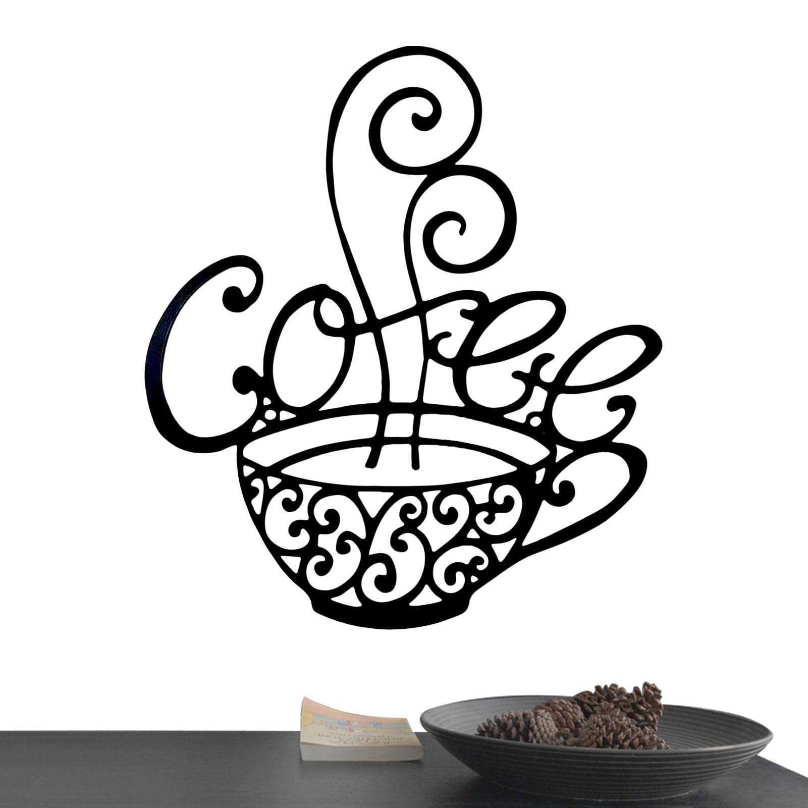 Kagrote Metal Coffee Cup Wall Decor - Black Coffee Mug Silhouette Wall Art for Cafe, Kitchen & Restaurant | Rustic Coffee Shop Sign, Perfect for Coffee Lovers & Home Baristas