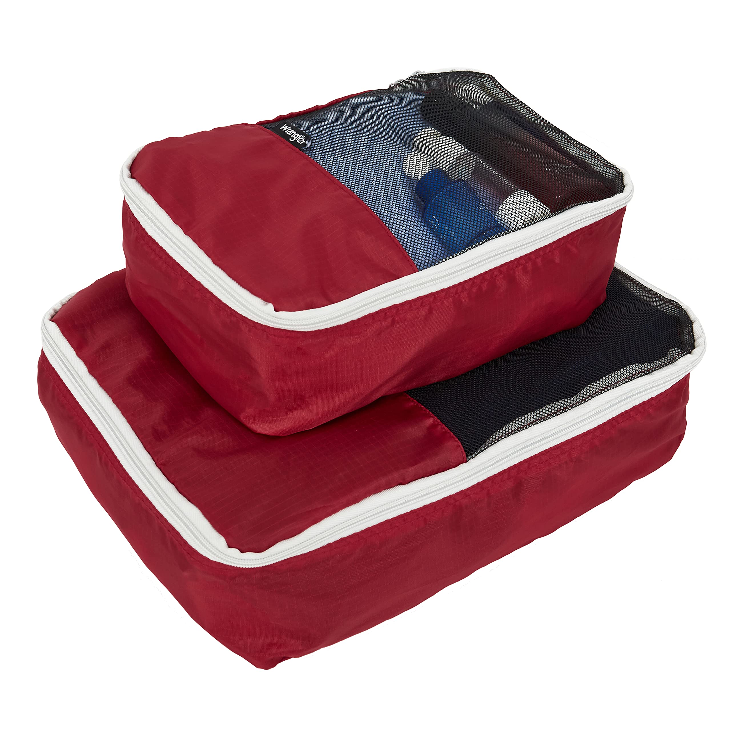 Wrangler Elysium 4-Piece Luggage Set with Packing Cubes - Red | Travel Organizer for Suitcase, Carry-On & Backpack | Perfect for Business Trips & Vacations