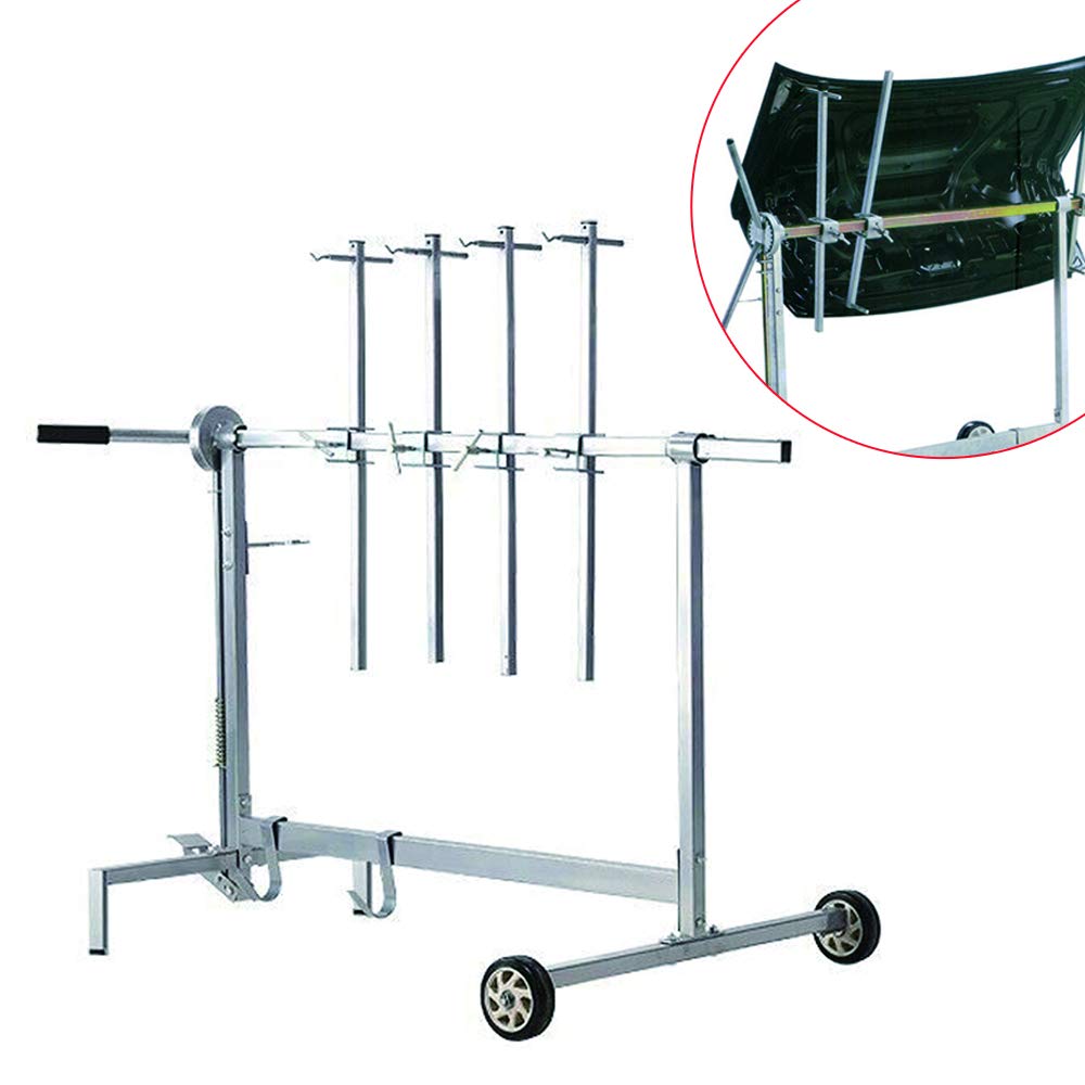 7-Position Locking 90° Rotating Auto Paint Stand Panel Hood Hanger Spray Rack for Car Bumpers - Perfect for Auto Body Shops & DIY Car Painting Projects