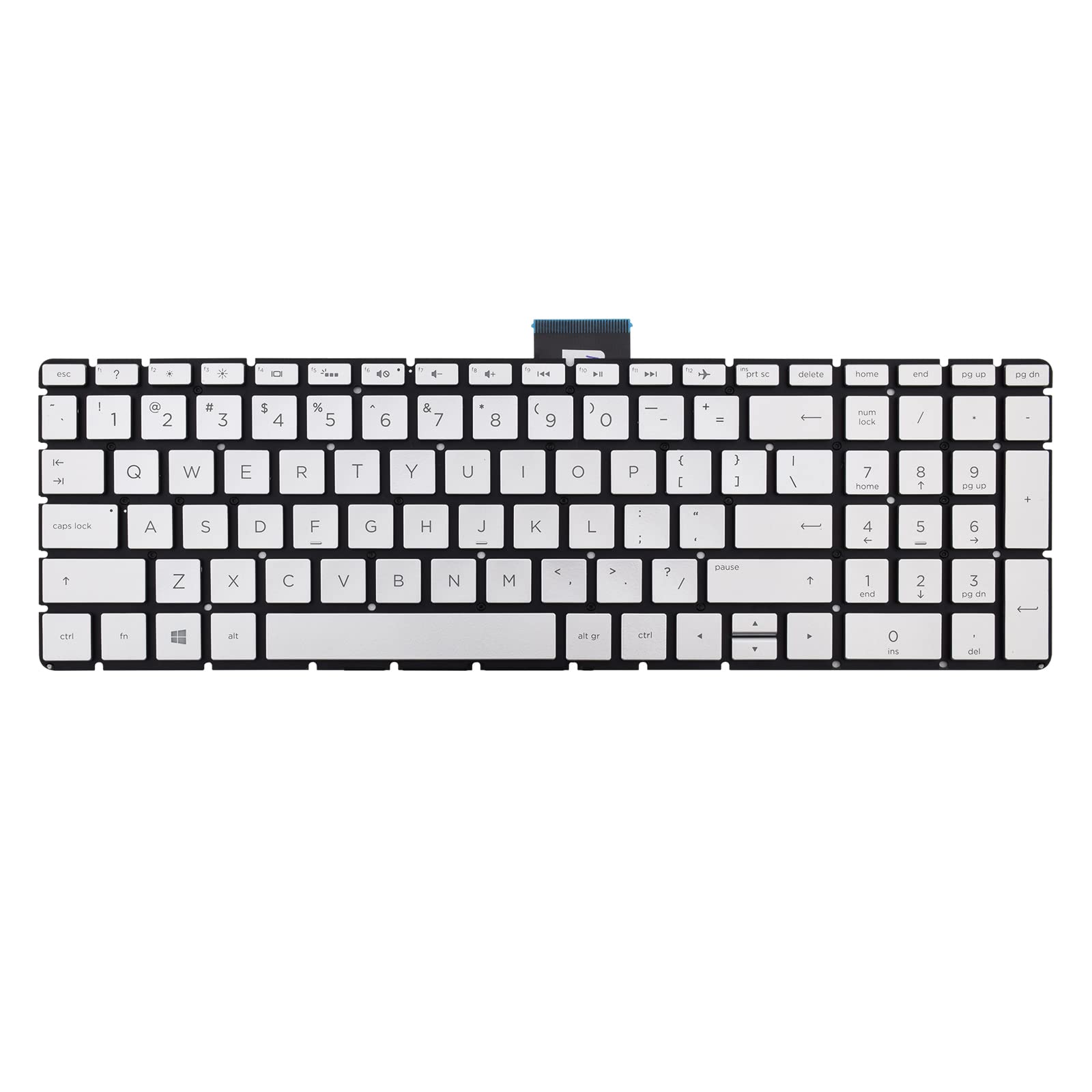 HP 15-BS 15-BP 15-BR 15-BW 15G-BR 15Q-BD 15Z-BW 17G-BR 15-RA 15-RB 17-BS Replacement Backlit Keyboard - Silver | Compatible with HP Laptops | Perfect for Typing, Gaming & Office Work