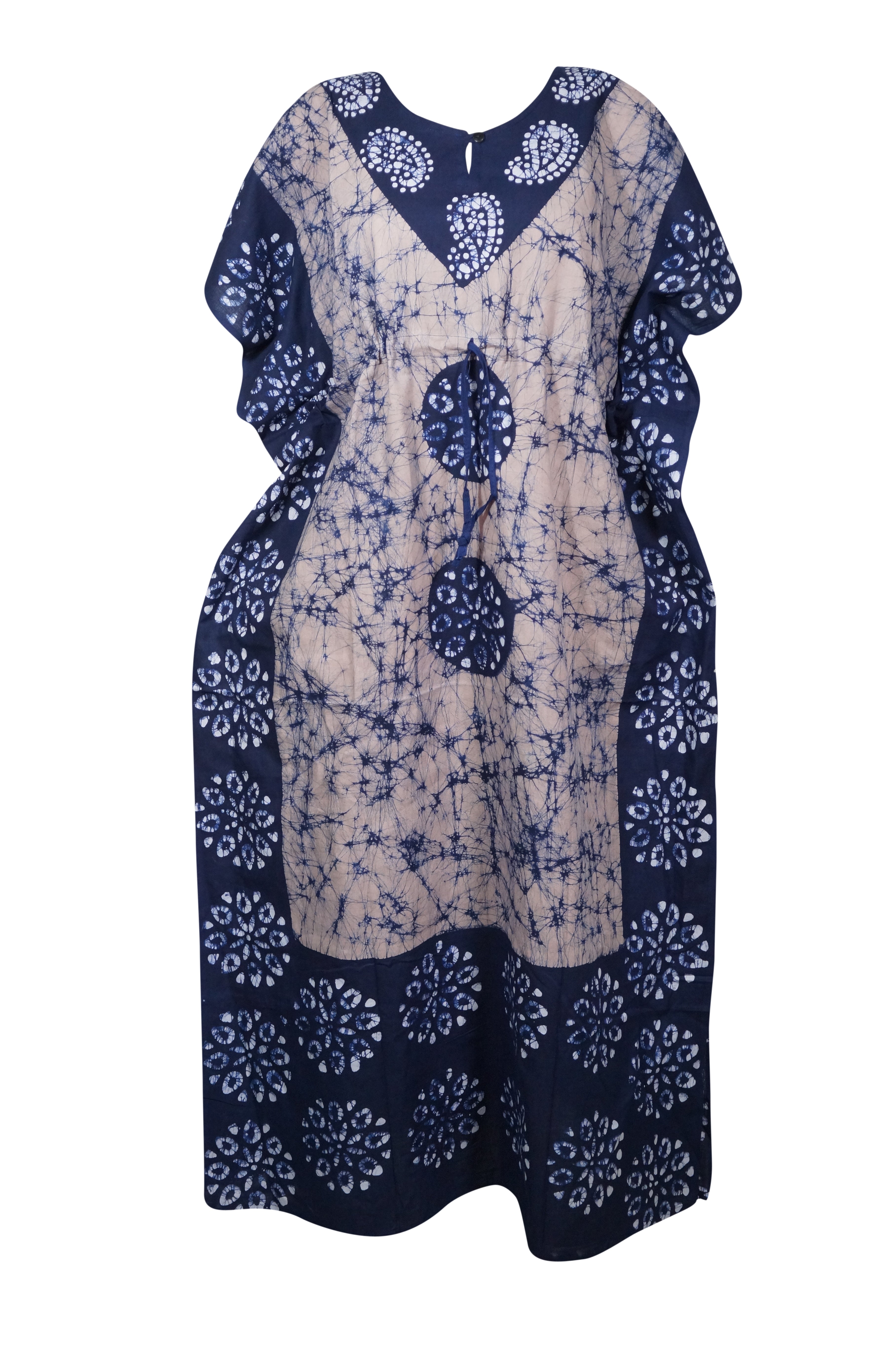 Boho Chic Caftan Maxi Dress for Women - Navy Blue Stylish Kaftan Dress in Sizes L to 3XL | Perfect for Beach Cover-Up, Summer Vacation, and Casual Boho Fashion
