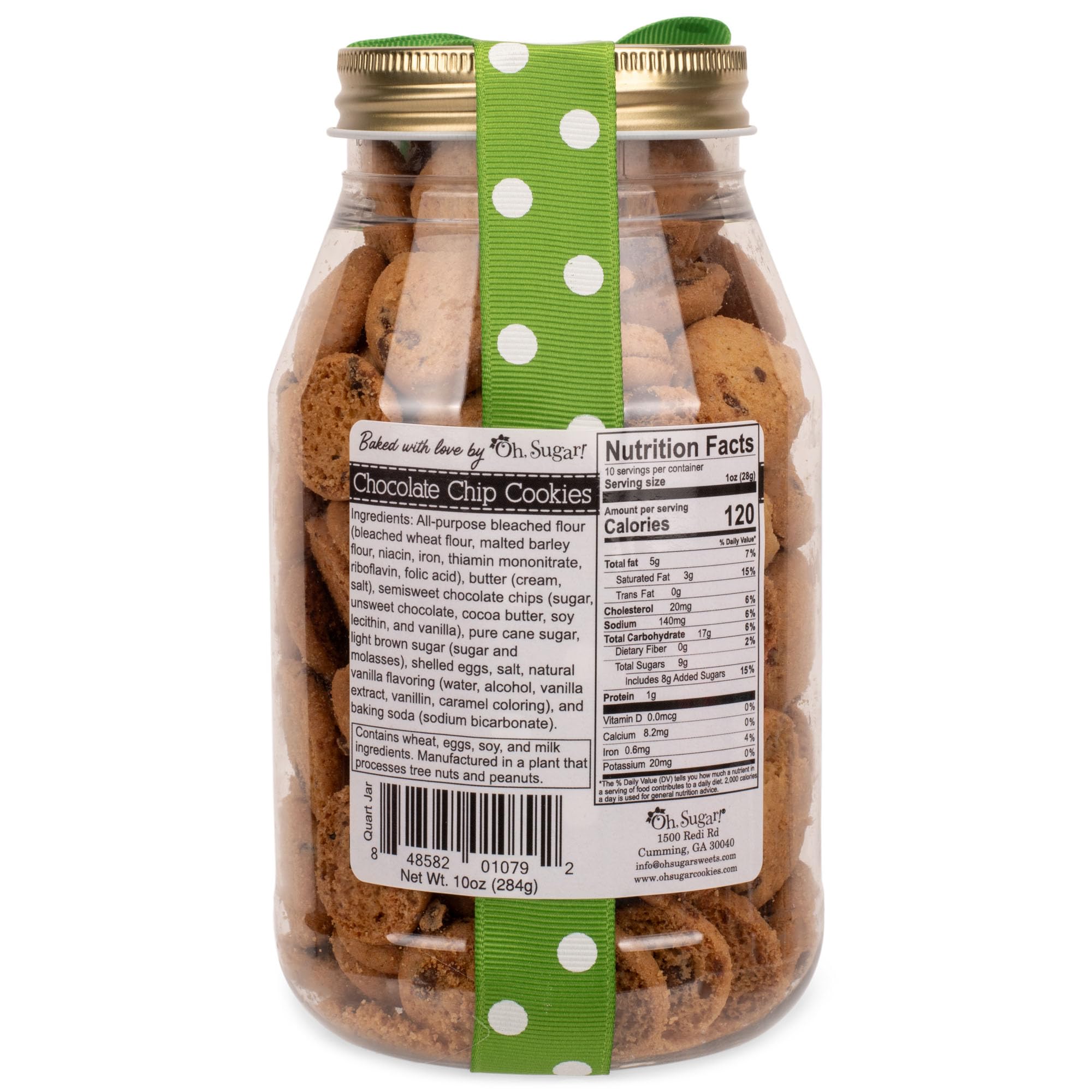100 North Oh Sugar Sweets Mini Chocolate Chip Cookies - Rainbow Dot 10oz Plastic Quart Jar (2-Pack) | Bulk Baking Supplies, Party Favors & Holiday Gifts