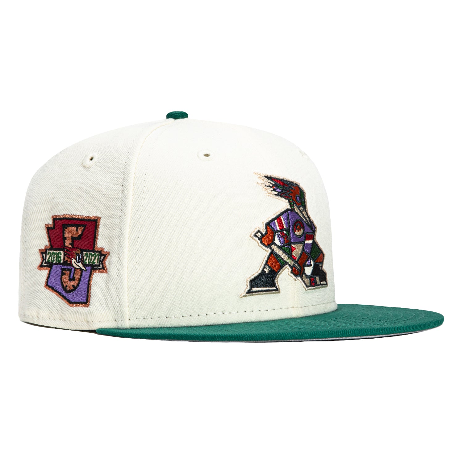 New Era 59Fifty Tucson Roadrunners Inaugural Patch Alternate Hat - White & Green Snapback Baseball Cap for Men & Women | Perfect for Sports Fans, Game Day & Casual Wear