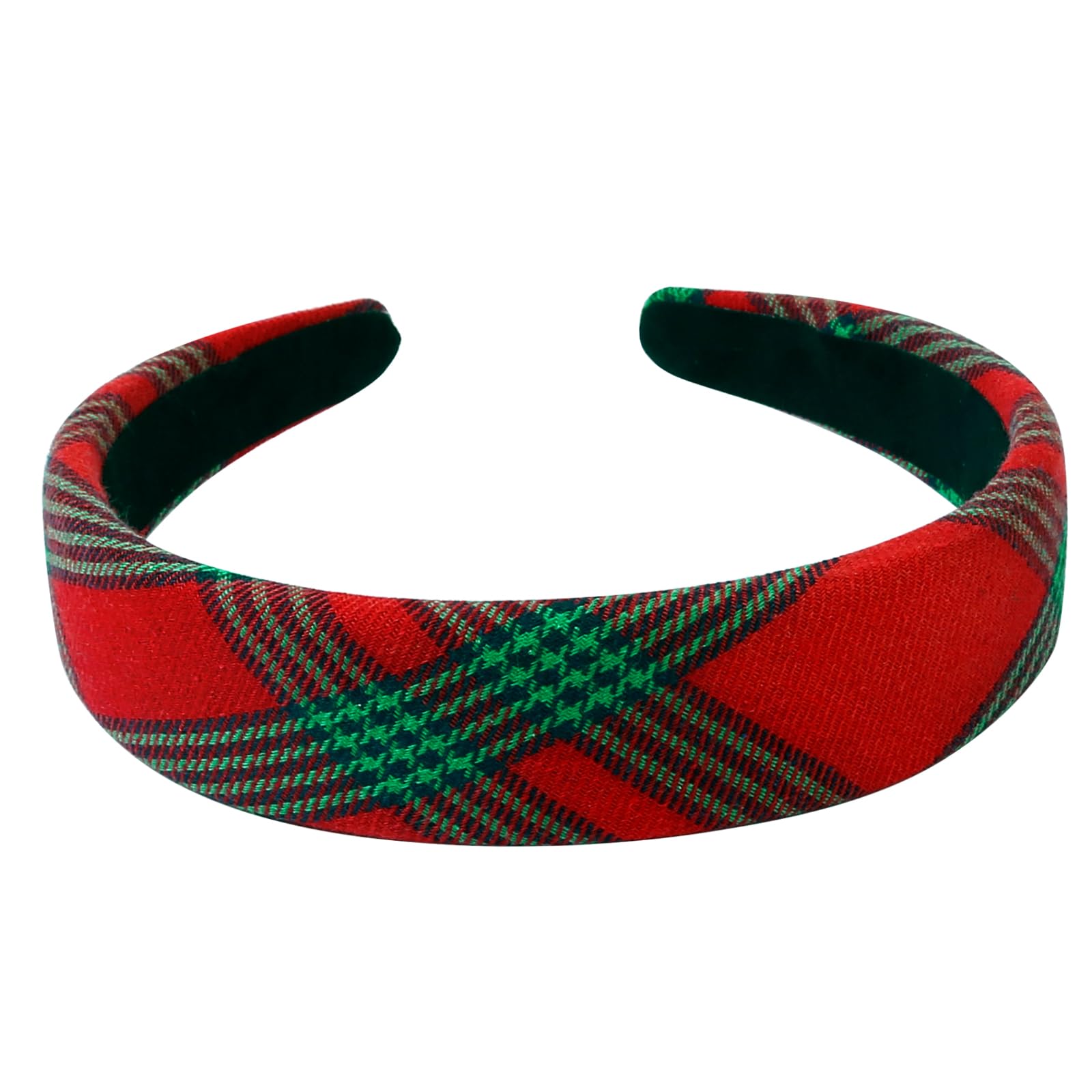 Festive Christmas Headbands for Women - Red Plaid Velvet Padded Hair Accessories (1 Inch Thick) | Holiday Party Hair Bands for Women & Girls | Perfect for Christmas Gatherings, Family Photos & Winter Celebrations