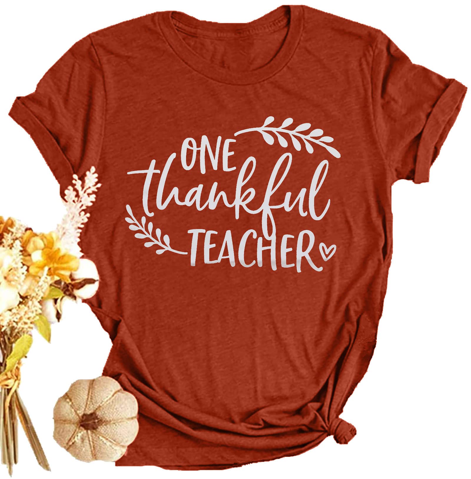 ASTANFY Women's Funny Thanksgiving T-Shirt - Cute Letter Print Graphic Tee for Teachers & Friends | Perfect for Thanksgiving Parties, Family Gatherings & Teacher Appreciation Gifts