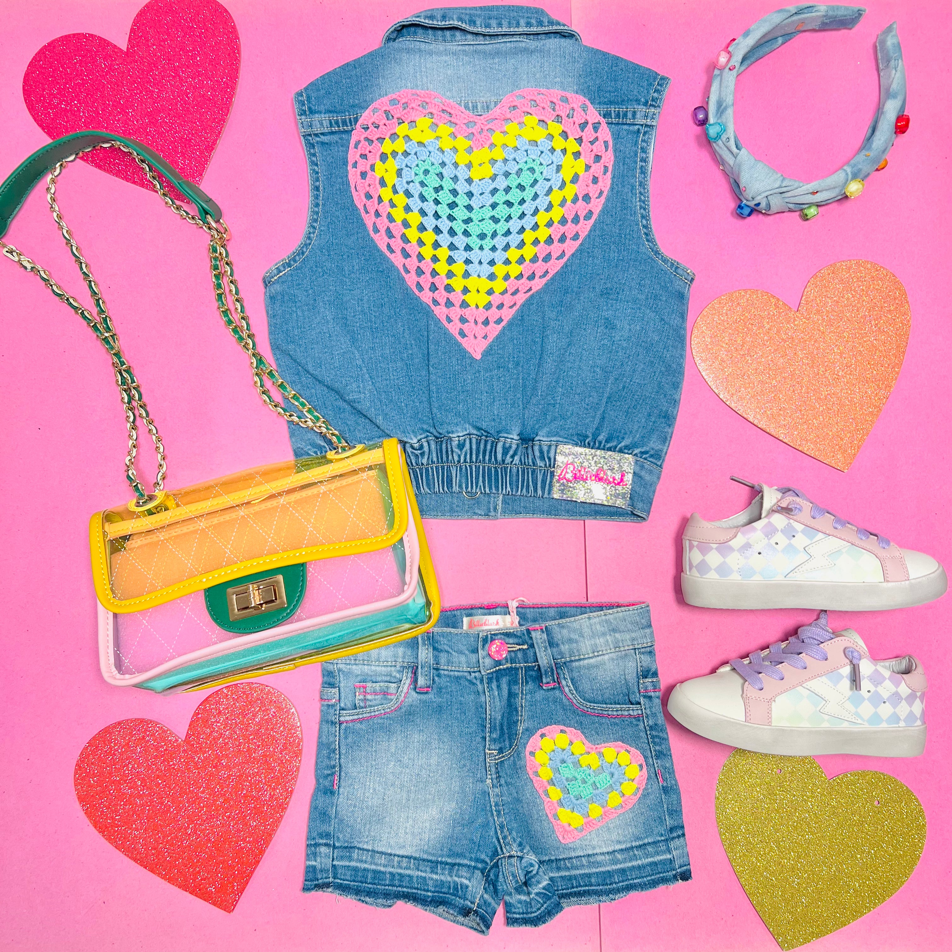Crochet Heart Denim Vest for Women - Trendy Boho Chic Jacket for Spring & Summer Outfits, Casual Wear & Music Festivals