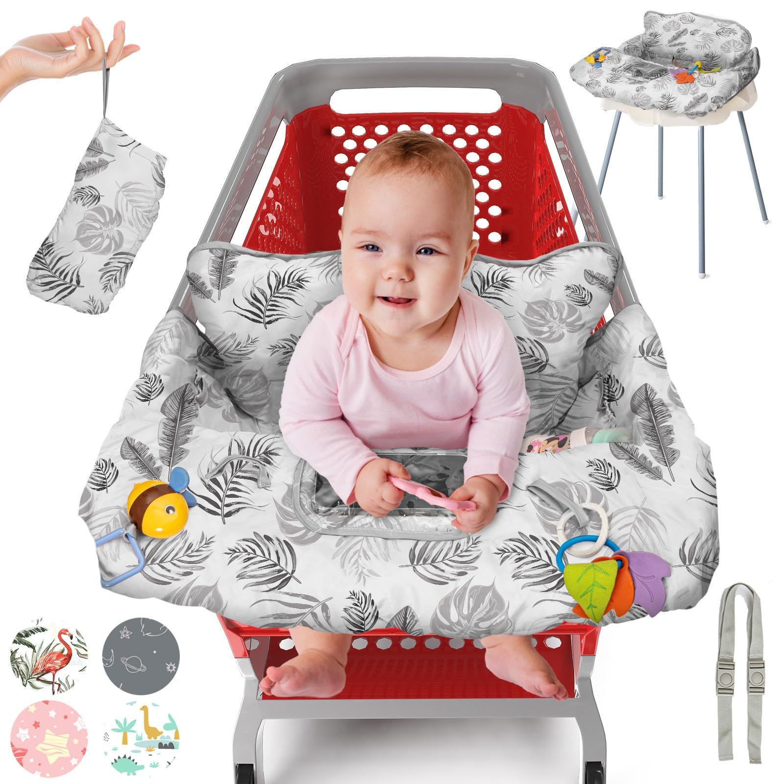 PILLANI Baby Shopping Cart Cover & High Chair Cover - Universal Fit for Boys & Girls - Soft, Washable Grocery Cart & Restaurant Seat Protector - Perfect for Shopping, Dining Out & Travel