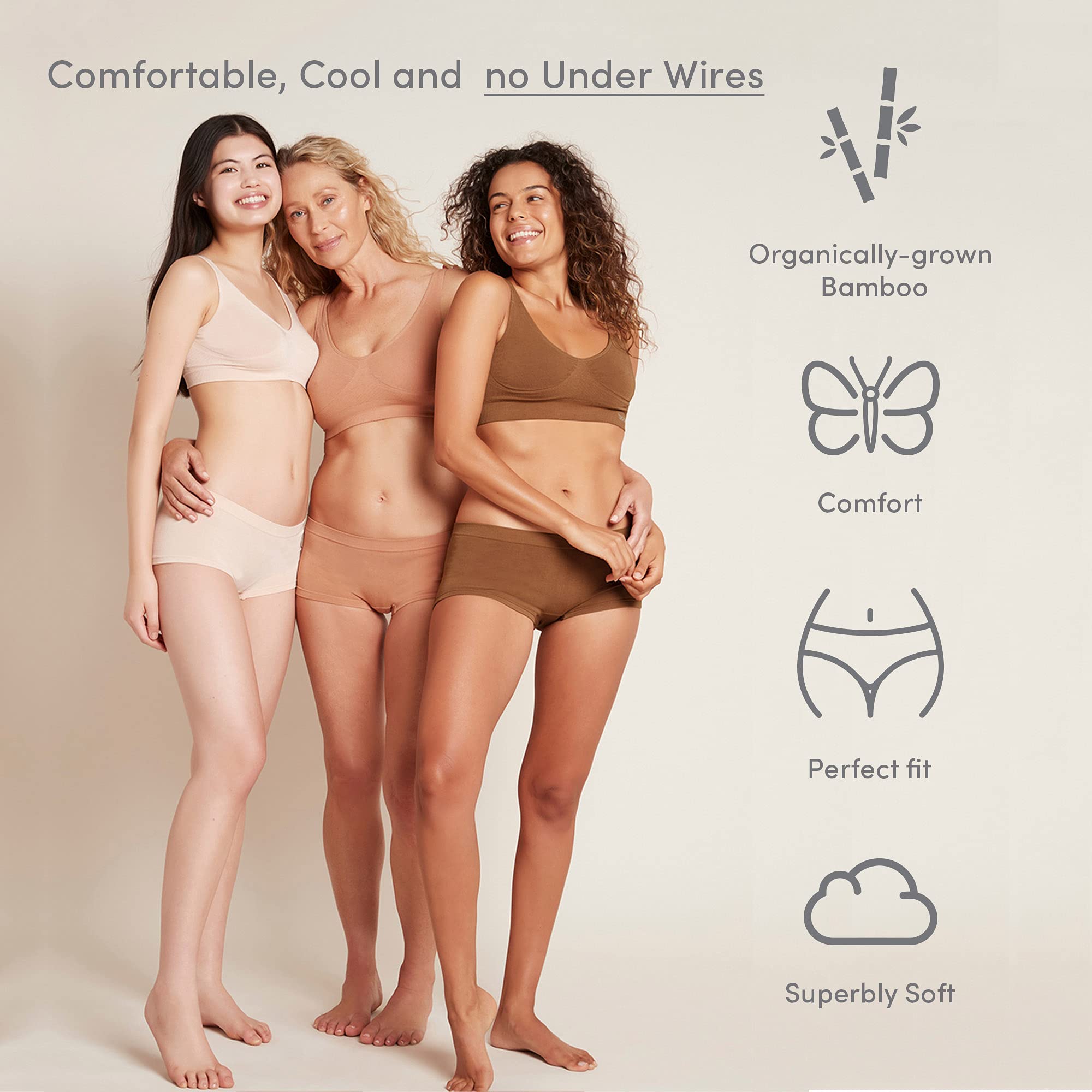 Boody Women's Padded Shaper Bra - Seamless Pullover Bra with Removable Padding & Support - Comfortable Bamboo Viscose Bralette for Everyday Wear - Light Gray Small - Perfect for Yoga, Work & Lounge Wear
