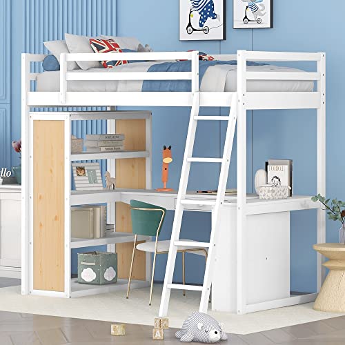 White With Desk and Shelves