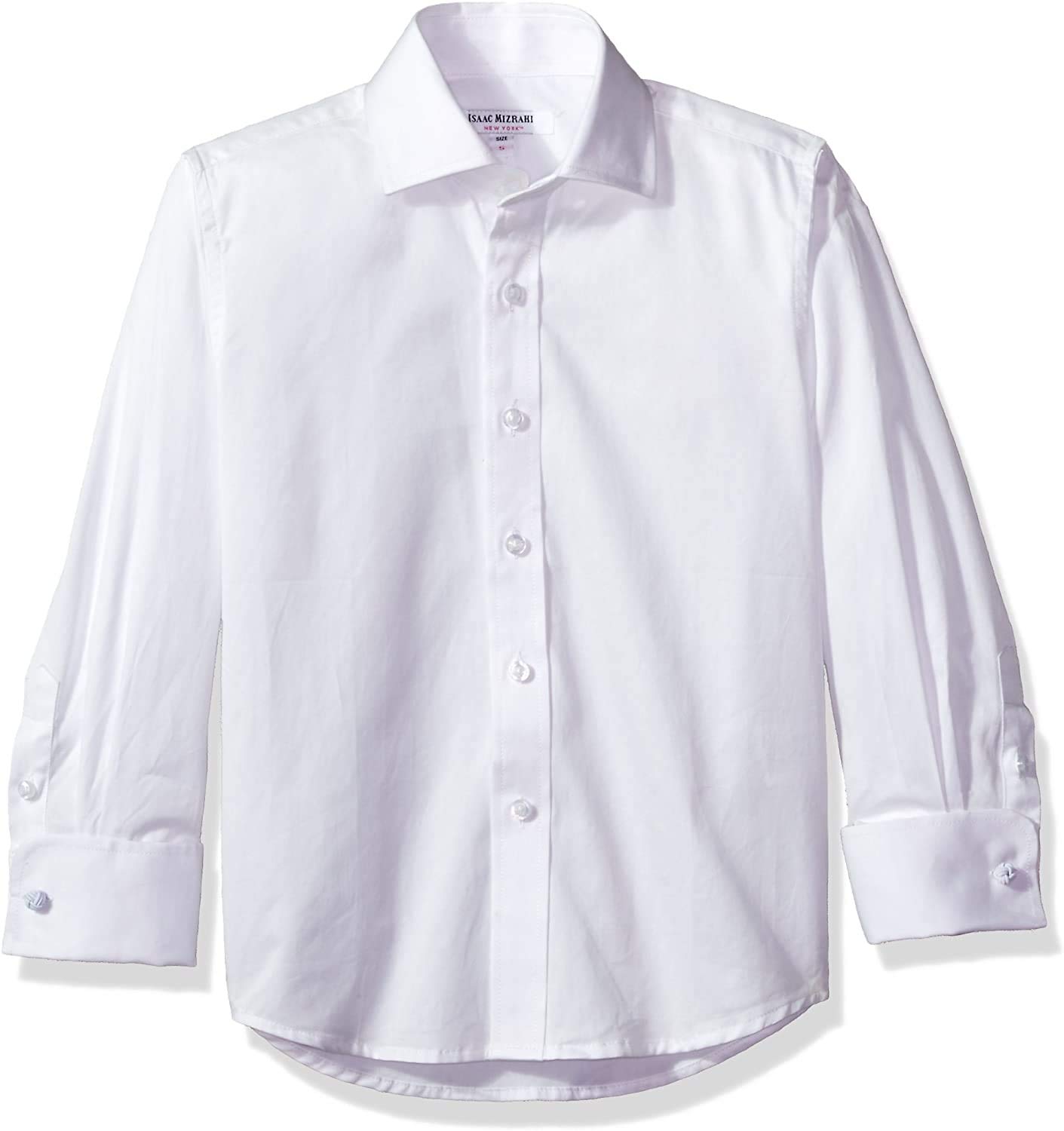 Isaac Mizrahi Boys 100% Cotton Twill Dress Shirt for School & Special Occasions - Classic Fit, Button Down Collar (Multiple Colors & Patterns Available) - Perfect for Weddings, Church & Formal Events