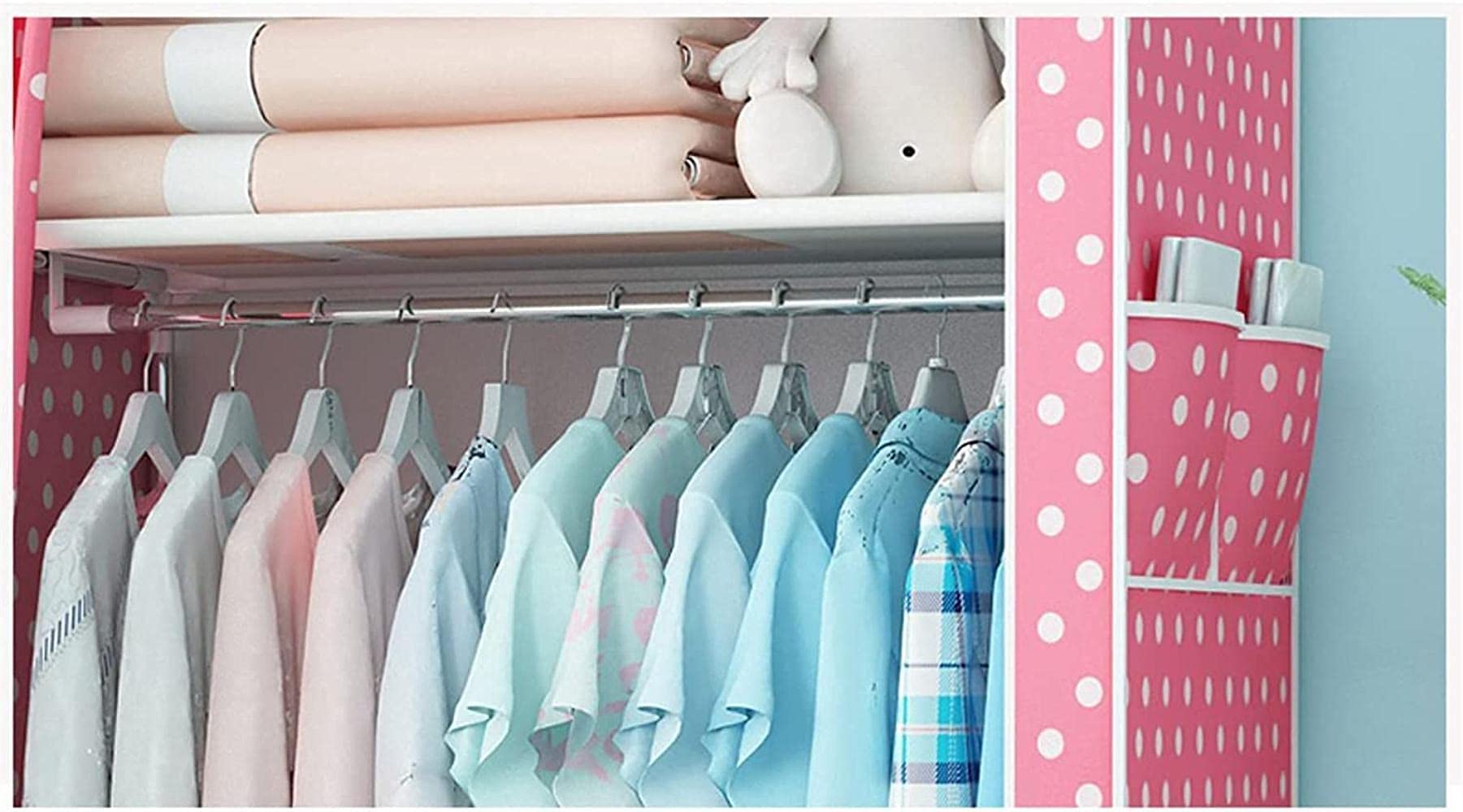 Portable Fabric Wardrobe Closet - Foldable Storage Organizer with Shelves for Bedroom, Closet & Travel (155x43x70cm) | Space-Saving Clothes Storage Solution for Small Apartments & Dorm Rooms