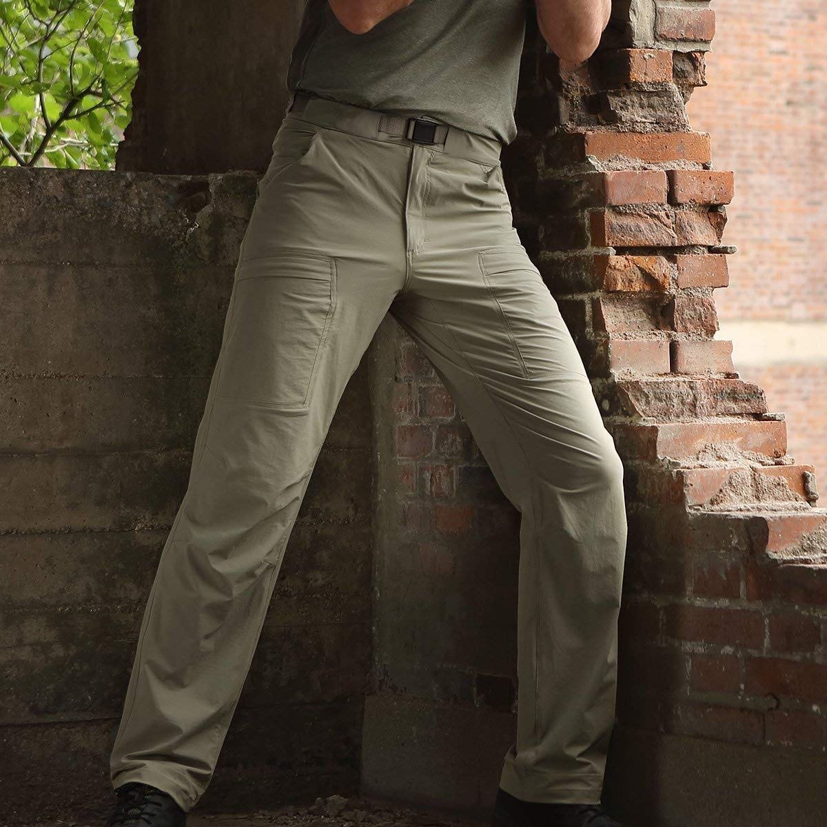 FREE SOLDIER Men's Tactical Hiking Pants - Lightweight Waterproof Quick-Dry Outdoor Cargo Pants with Belt - Nylon Spandex Blend for Camping, Hiking & Outdoor Adventures