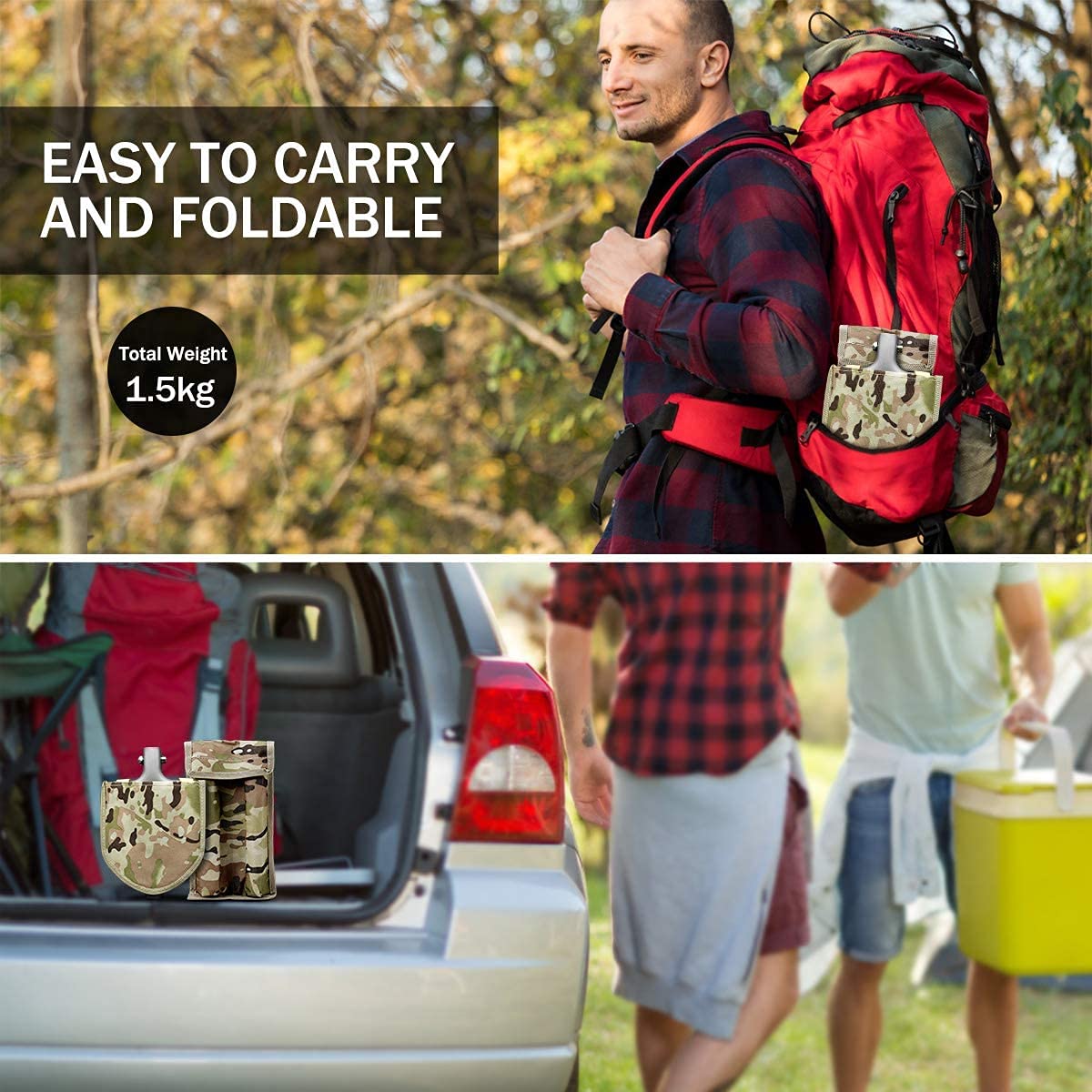 23-in-1 Multi-Purpose Folding Military Shovel - Ultimate Survival Tool for Camping, Hiking, Fishing & Hunting | Compact Entrenching Spade for Outdoor Adventures & Car Emergencies | Perfect for Wilderness Survival, Gardening & Off-Roading